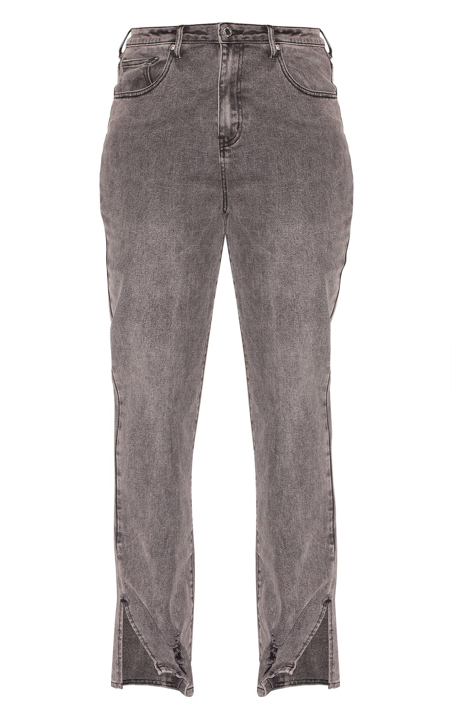  Shape Grey Hourglass Stretch Ripped Split Hem Straight Leg Jeans Product Image