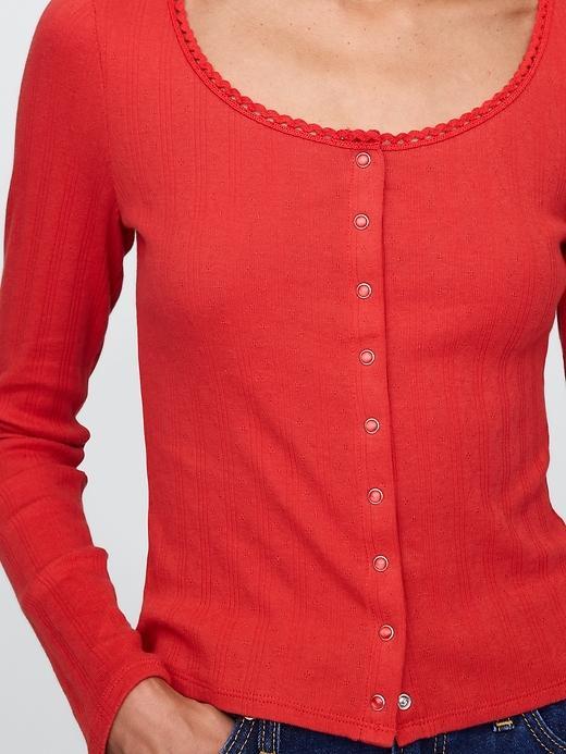 Cropped Pointelle Cardigan Product Image