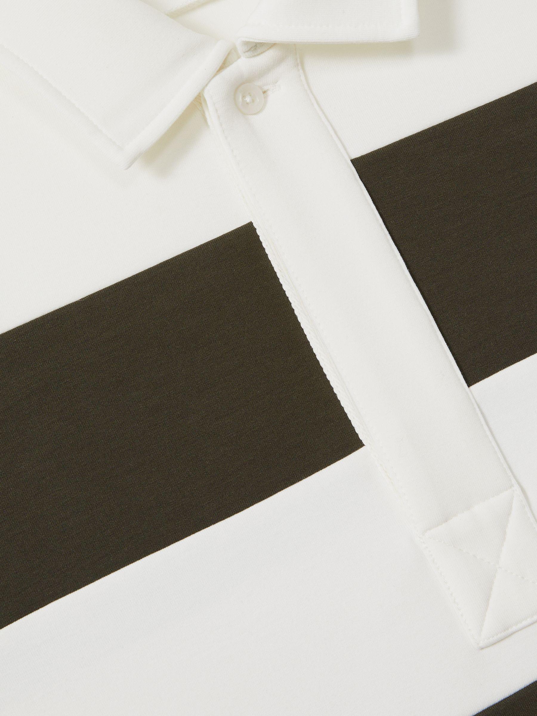 Rugby-Stripe Long-Sleeve T-Shirt in White/Dark Green Product Image