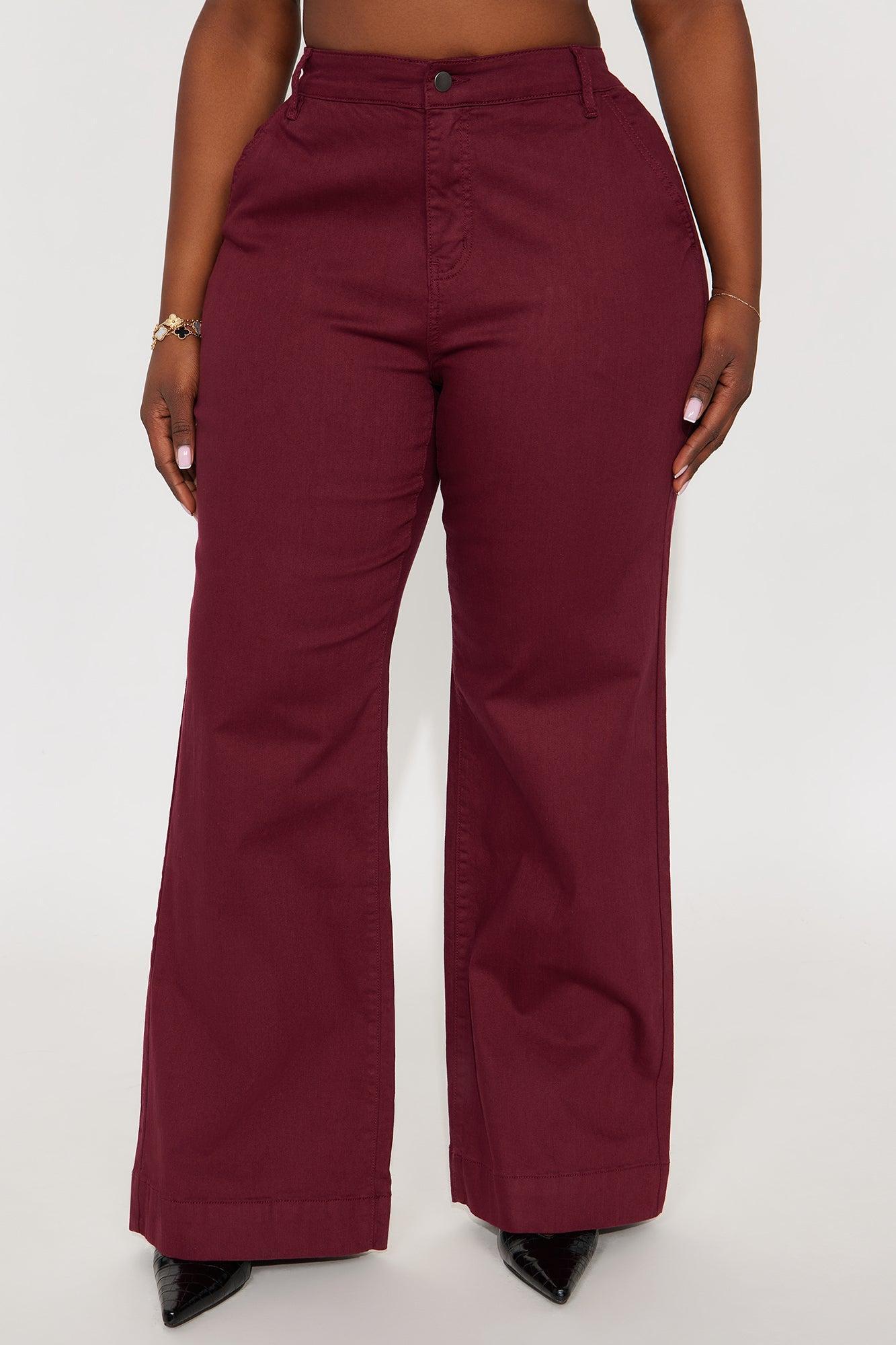 Margot Classic Color Trouser Jean - Burgundy Product Image
