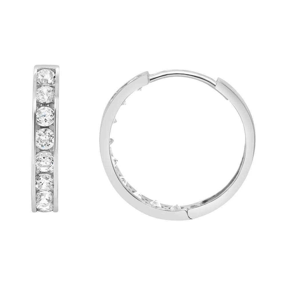 14k Gold Cubic Zirconia Huggie Hoop Earrings, Women's, Yellow Product Image