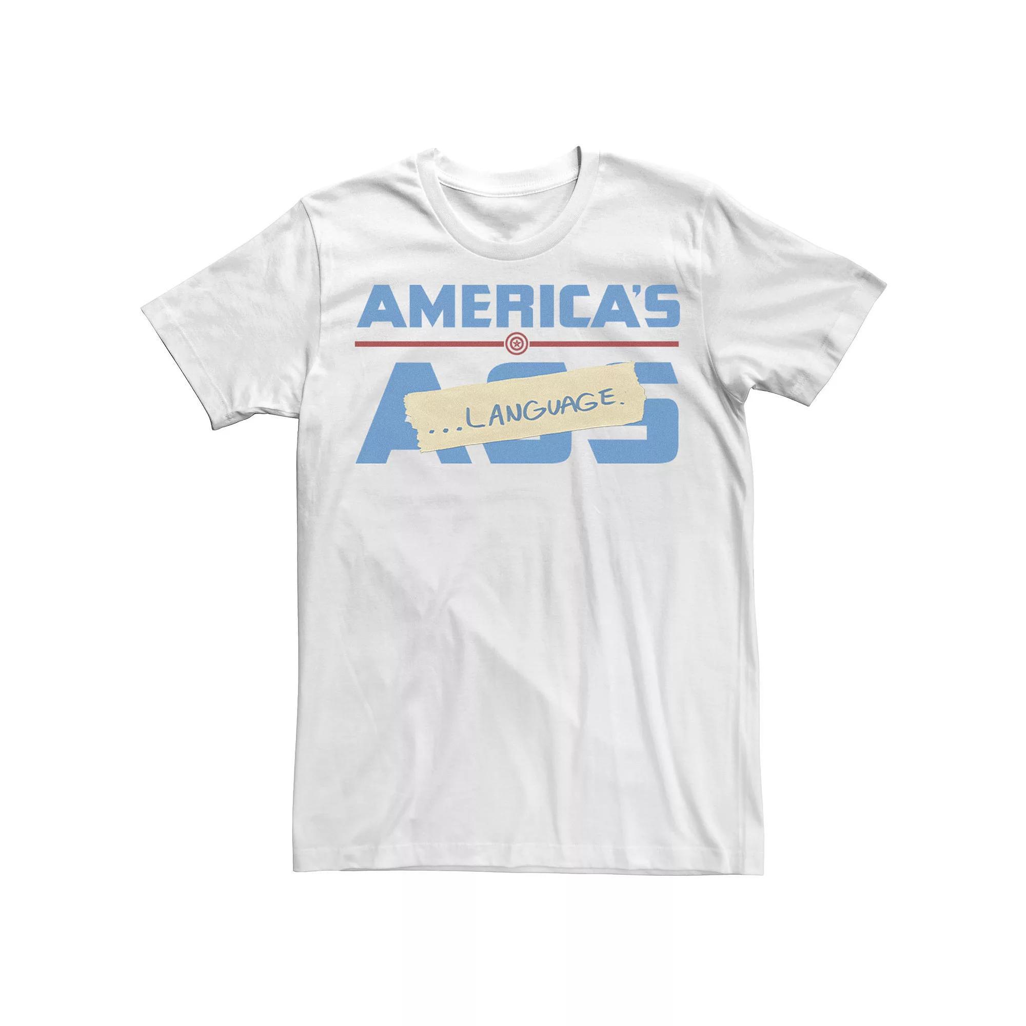 Men's Marvel Avengers: Endgame Captain America America's Language Tee, Size: Medium, White Product Image