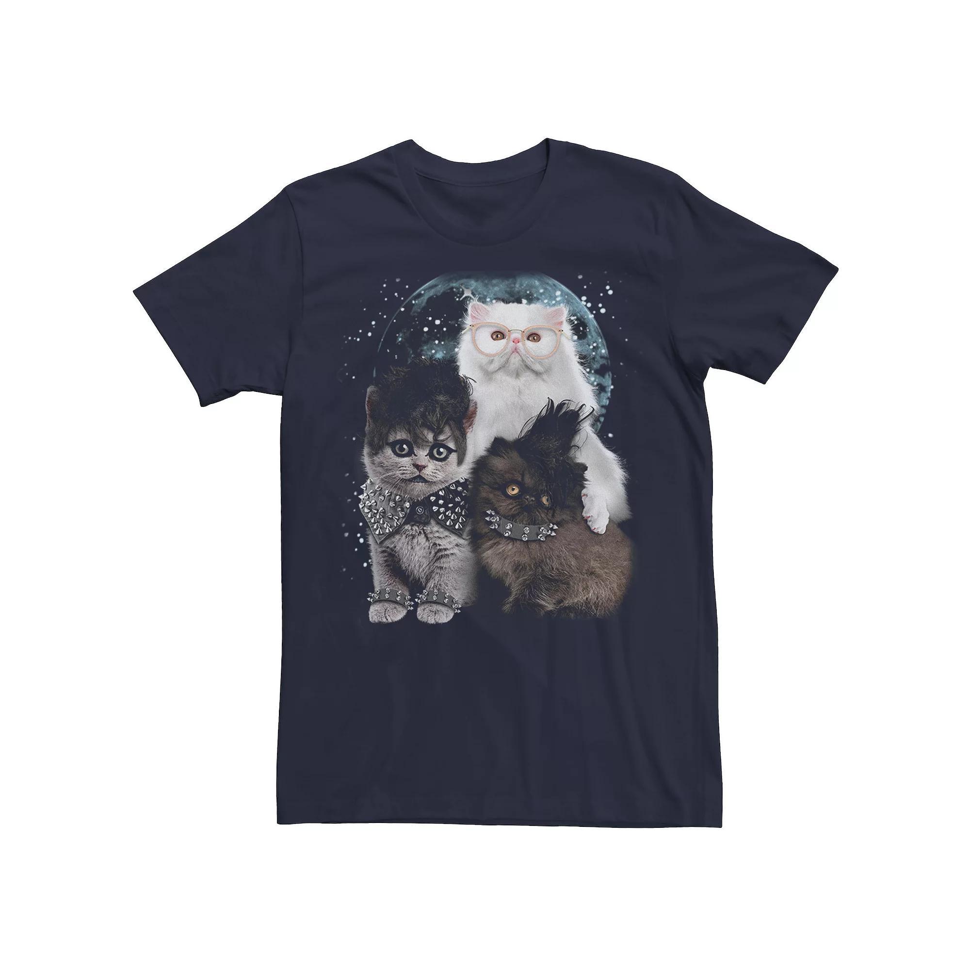 Men's Heavy Metal Cats In Space Graphic Tee, Size: Small, Blue Product Image