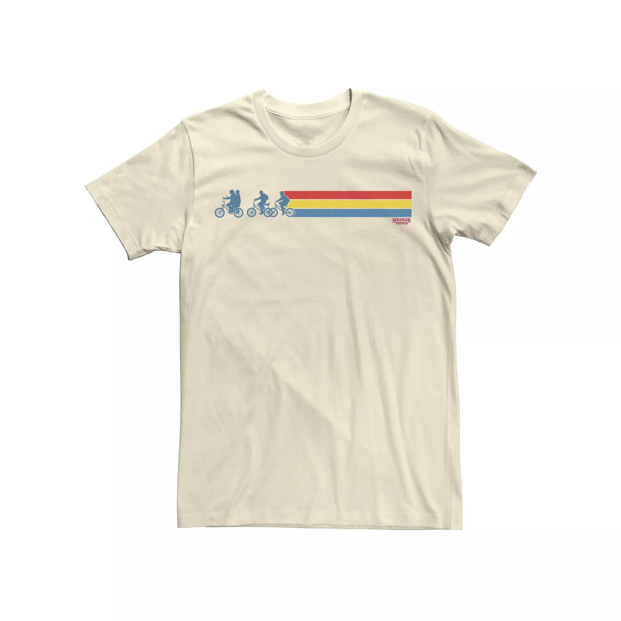 Men's Netflix Stranger Things Retro Stripe Silhouettes Tee, Size: Medium, Natural Product Image