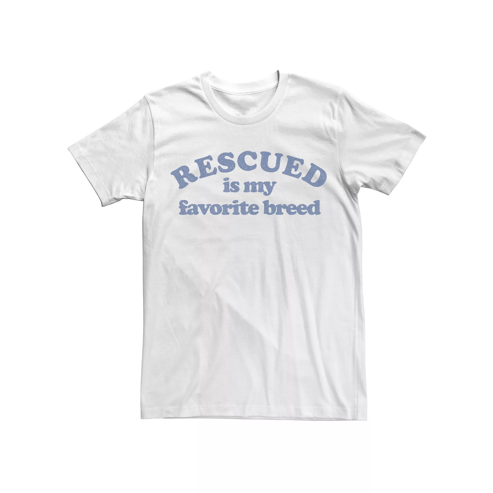 Men's Rescued Is My Favorite Breed Tee, Size: 3XL, White Product Image
