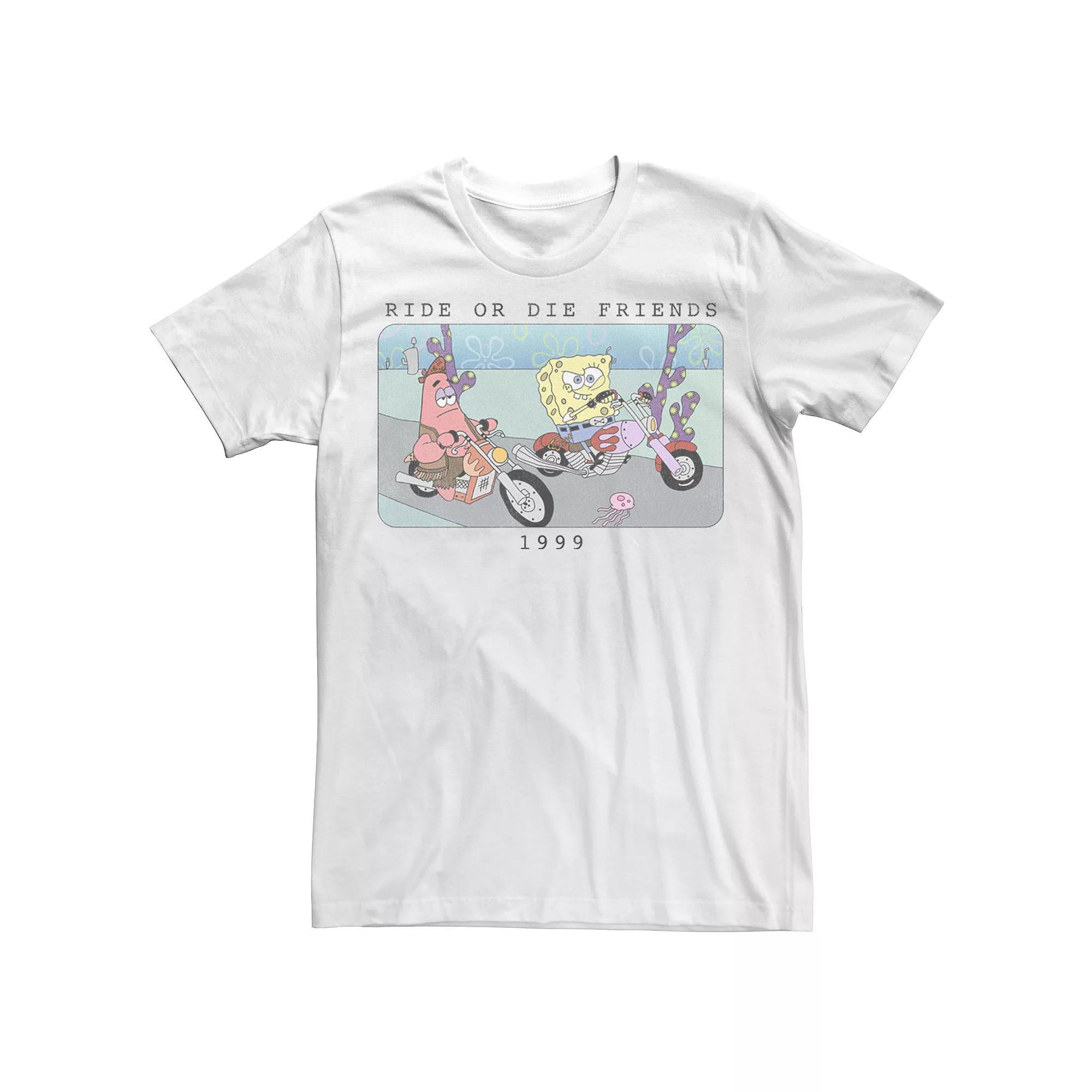 Mens Nickelodeon SpongeBob SquarePants Ride Or Die Friends 1999 Portrait Graphic Tee Product Image