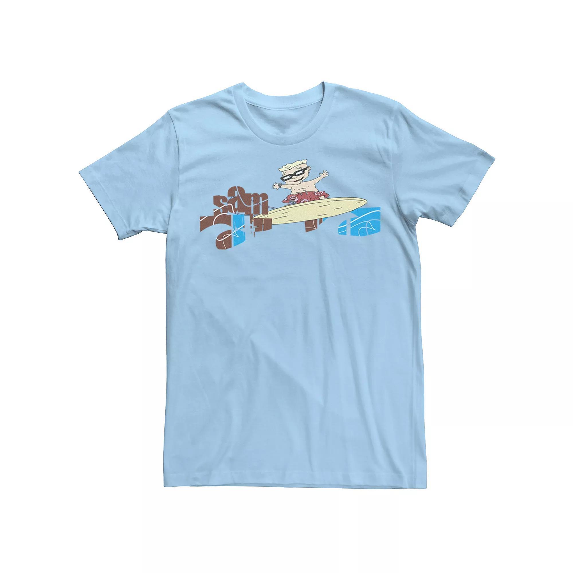 Men's Rocket Power Sam Surfing Retro Logo Tee, Size: Small, Light Blue Product Image
