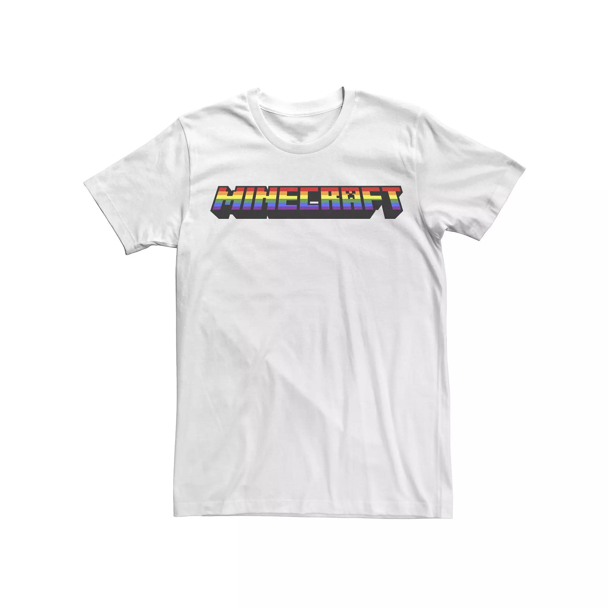 Mens Minecraft Rainbow Pixelated Logo Tee Product Image