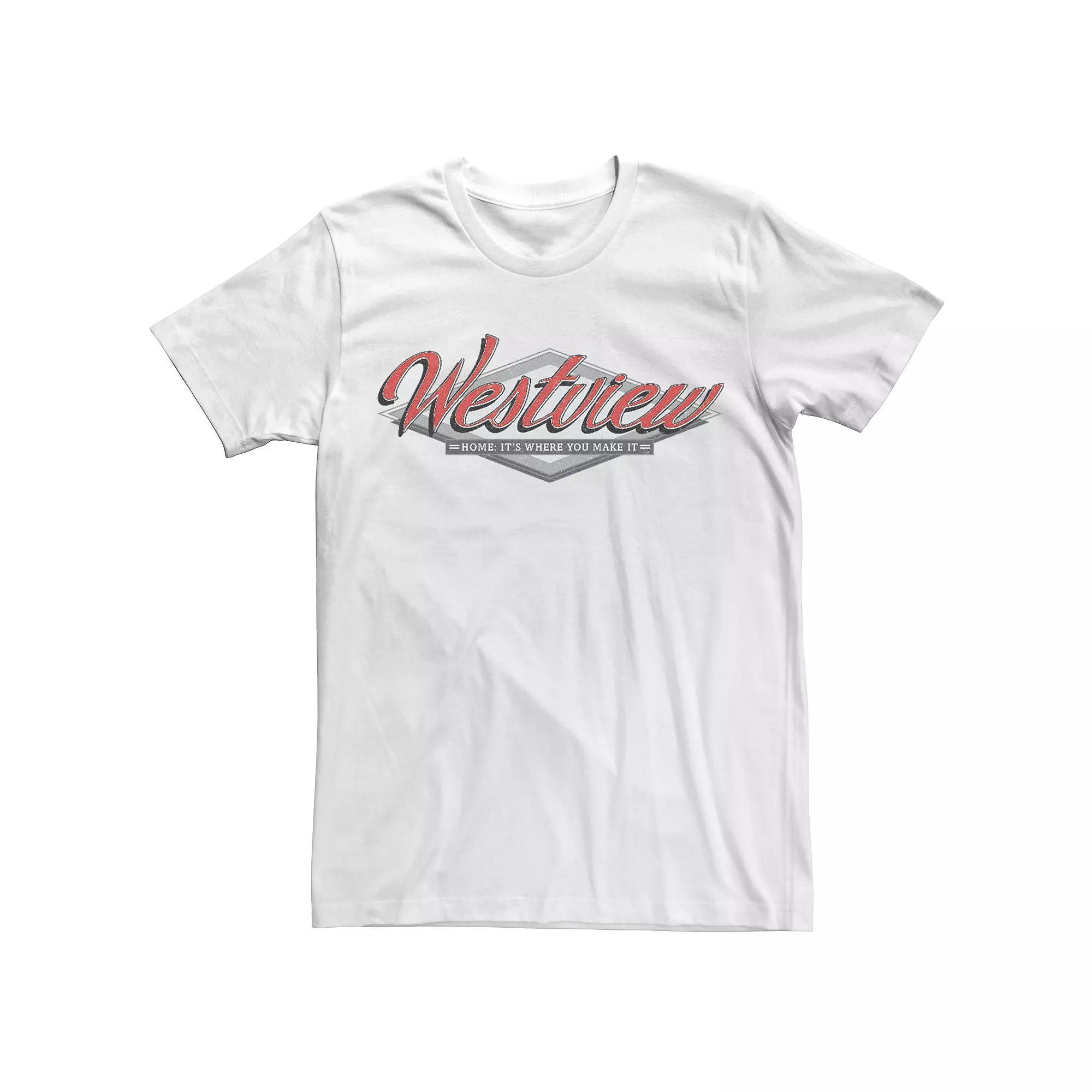 Men's Marvel WandaVision Westview Grey Logo Tee, Size: XL, White Product Image