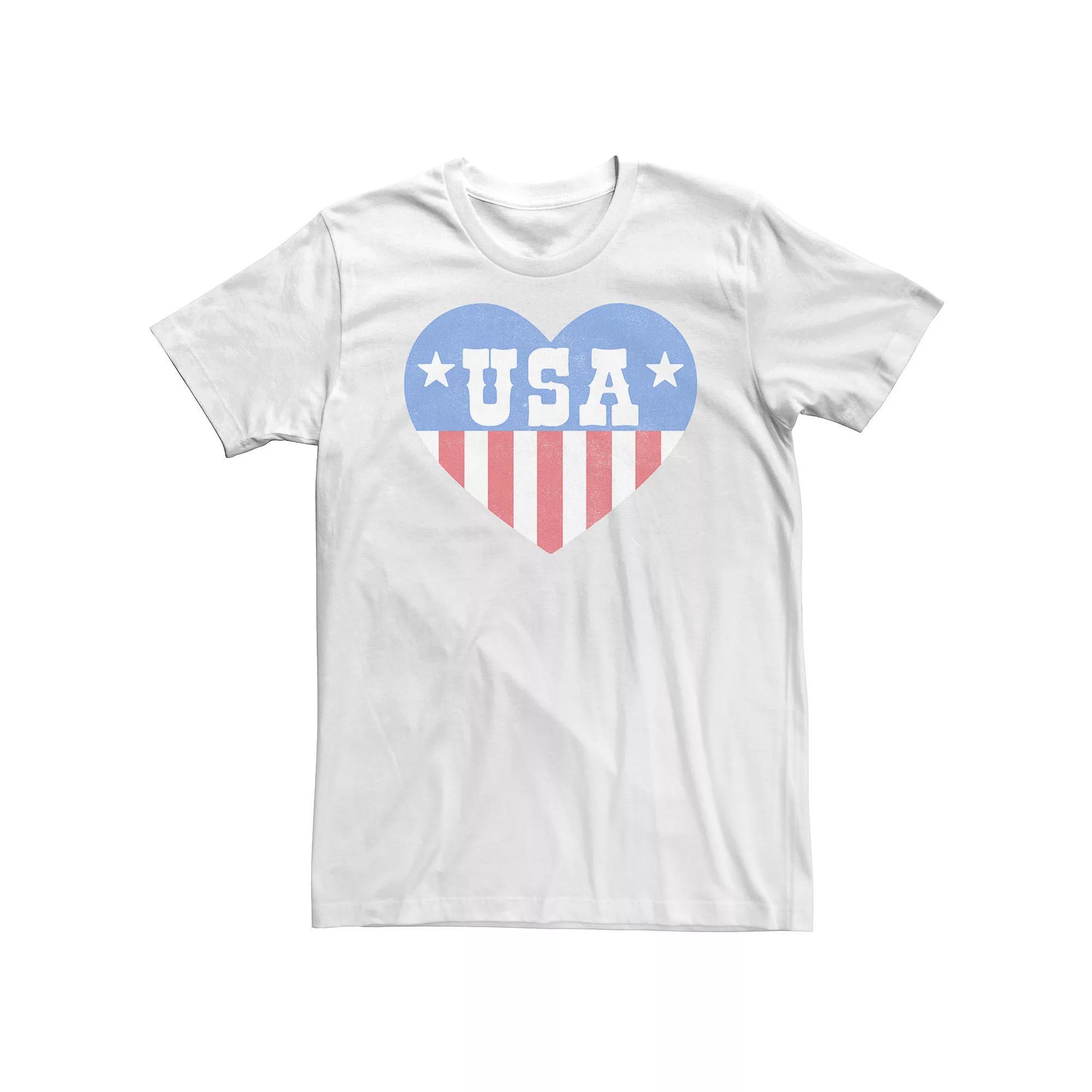 Big & Tall Americana Heart Red White and Blue USA Tee, Men's, Size: XL Tall Product Image