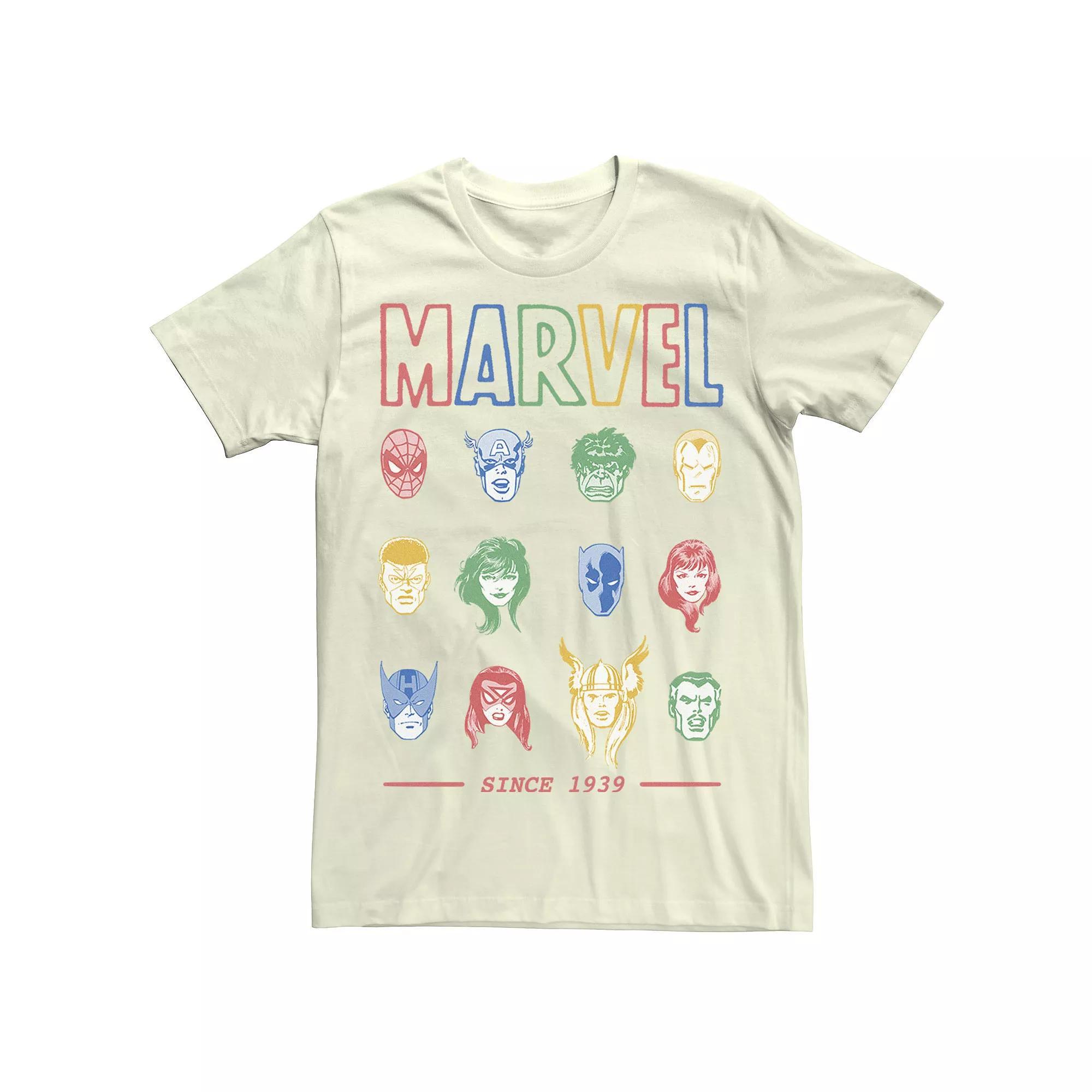 Mens Marvel Classic Colorful Comic Hero Collage Since 1939 Tee Product Image