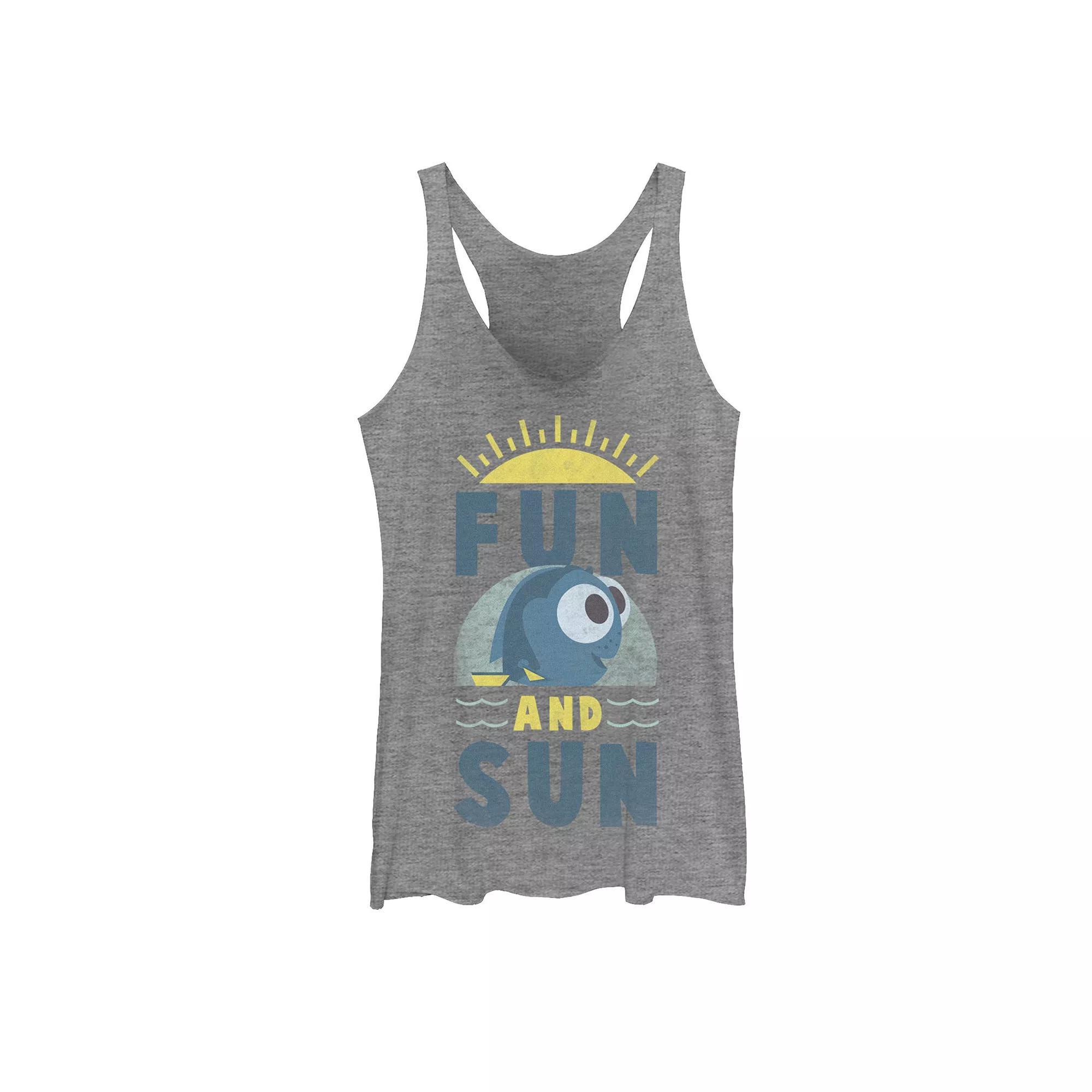 Disney / Pixar's Finding Dory Juniors' Fun & Sun Portrait Graphic Tank Top, Girl's, Size: XS, Gray Grey Product Image