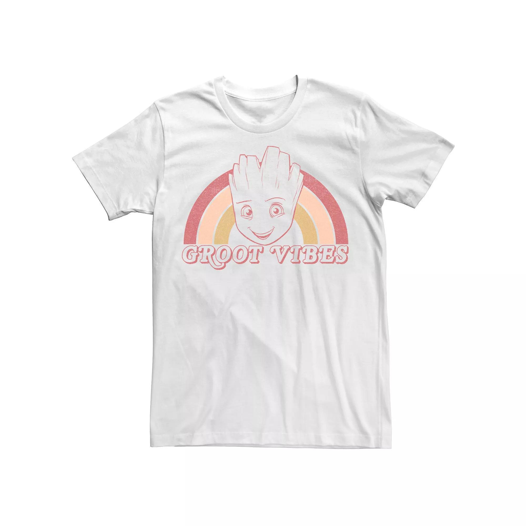 Men's Marvel Guardian Of The Galaxy Rainbow Groot Good Vibes Tee, Size: Small, White Product Image