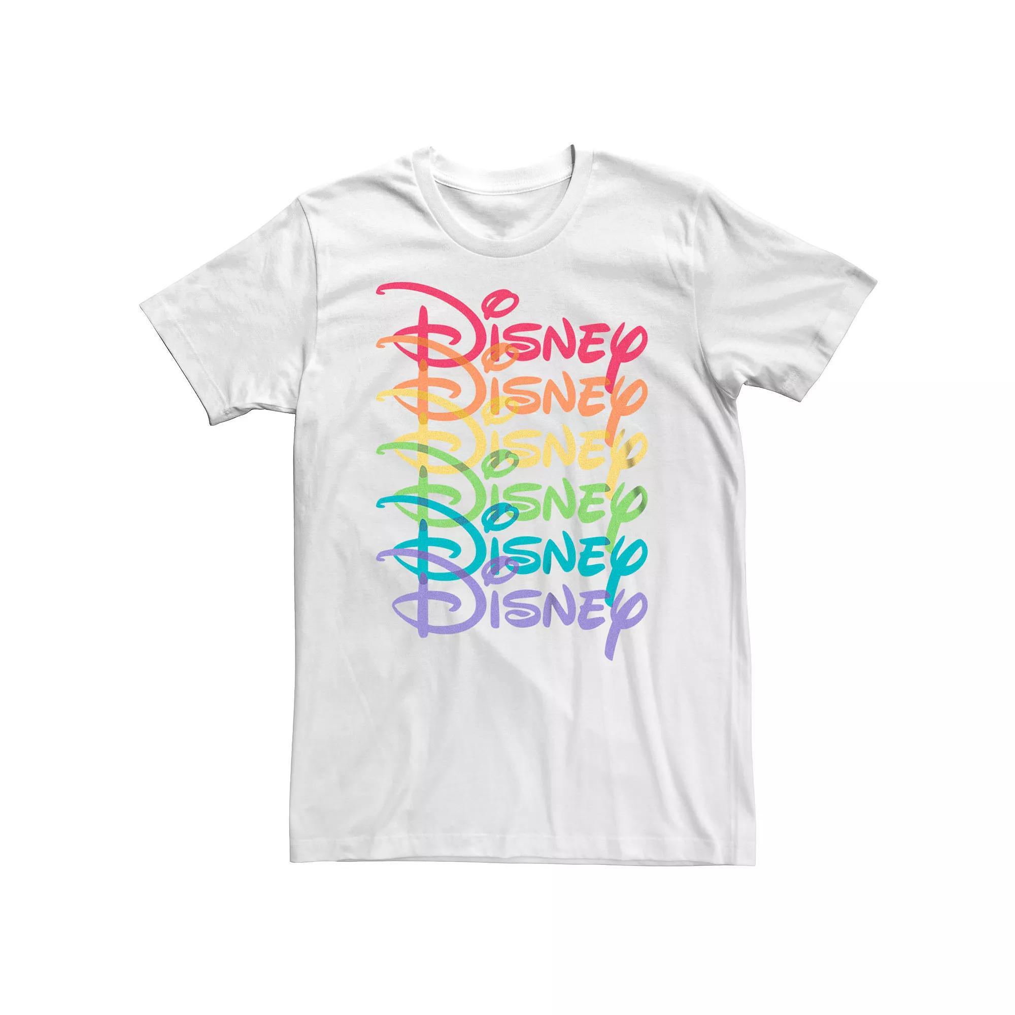 Disney's Big & Tall Rainbow Logo Stack Graphic Tee, Men's, Size: 3XL, White Product Image