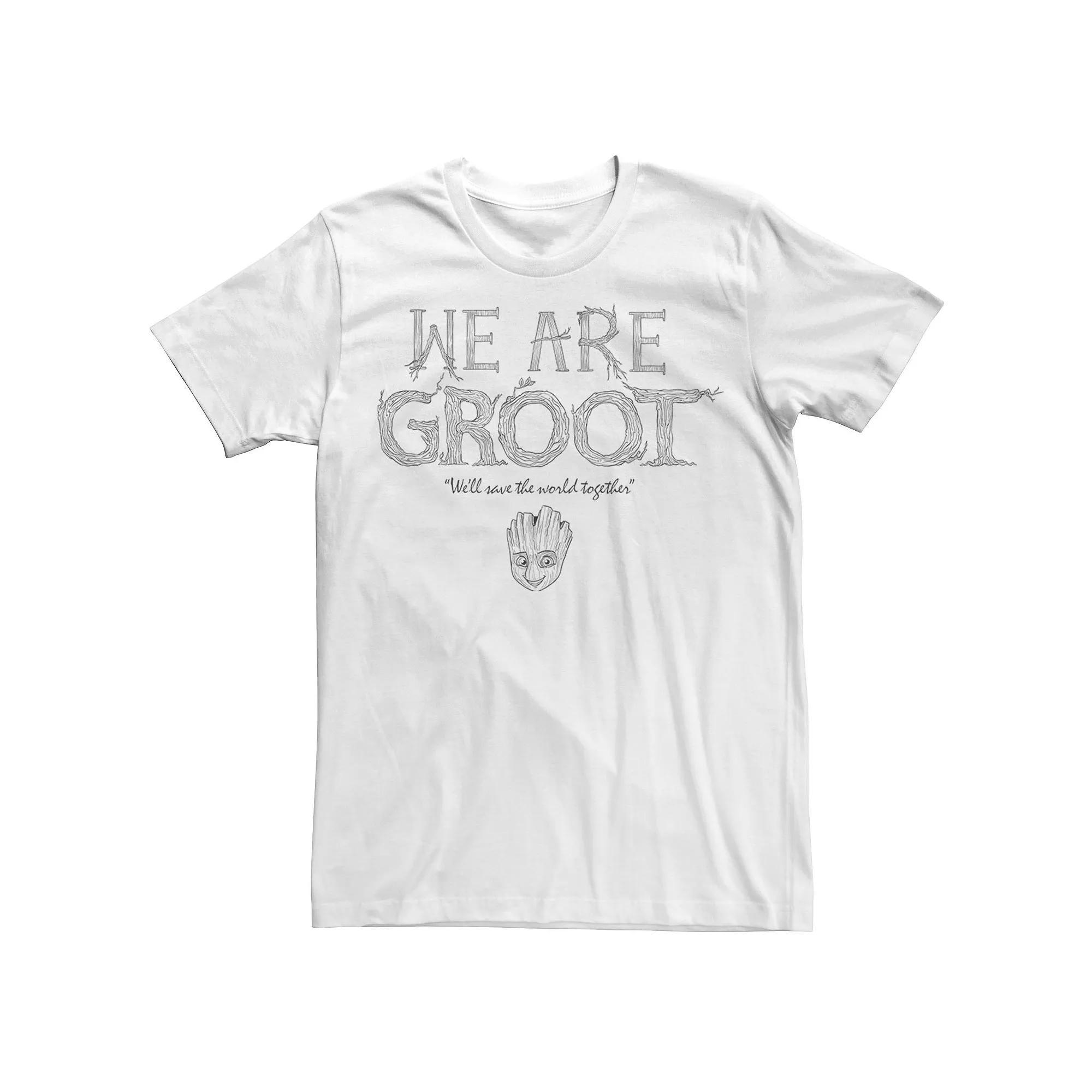 Men's Marvel Earth Day We Are Groot Sketch Tee, Size: 3XL, White Product Image
