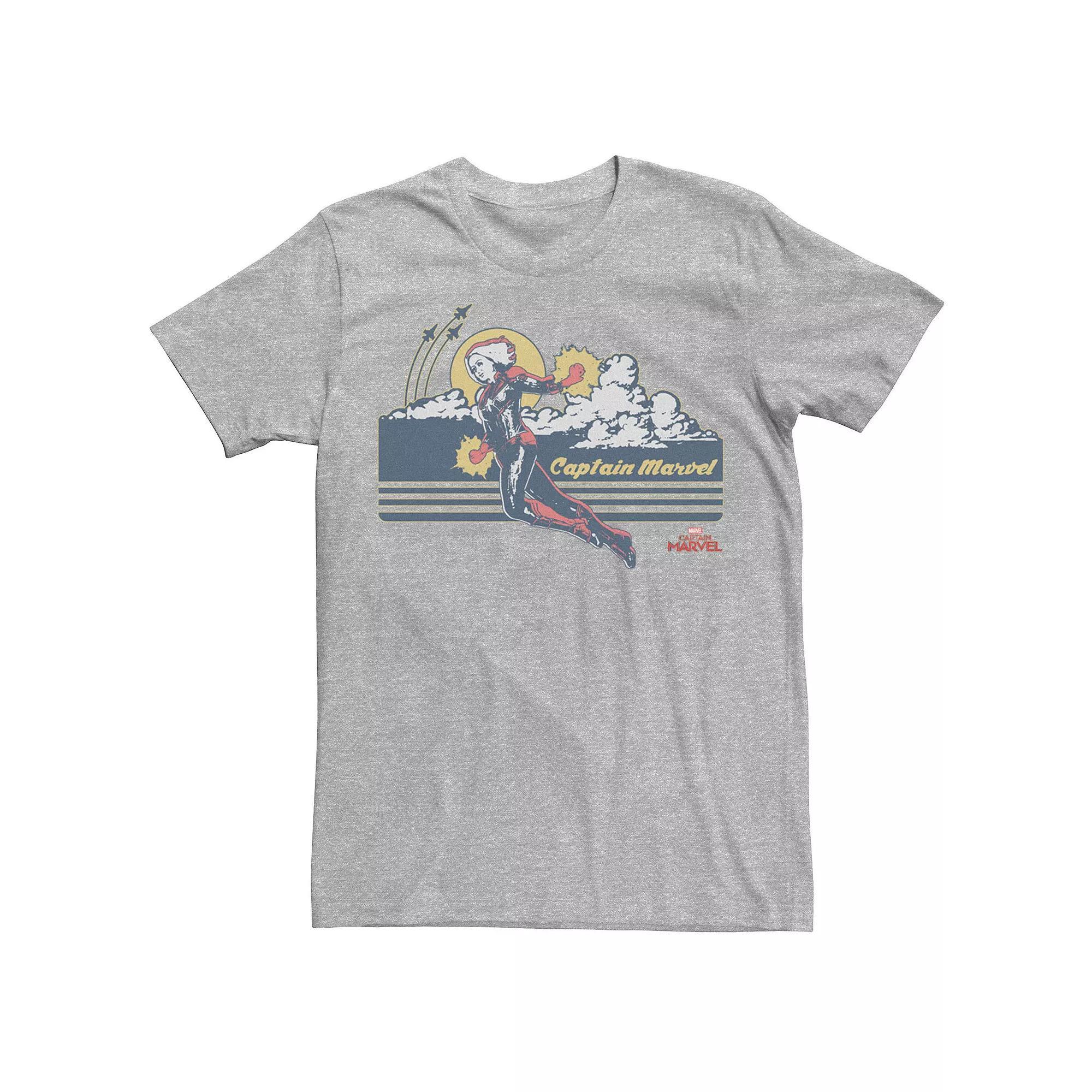 Men's Marvel Captain Marvel Flight Clouds Portrait Tee, Size: XL, Athletic Grey Product Image