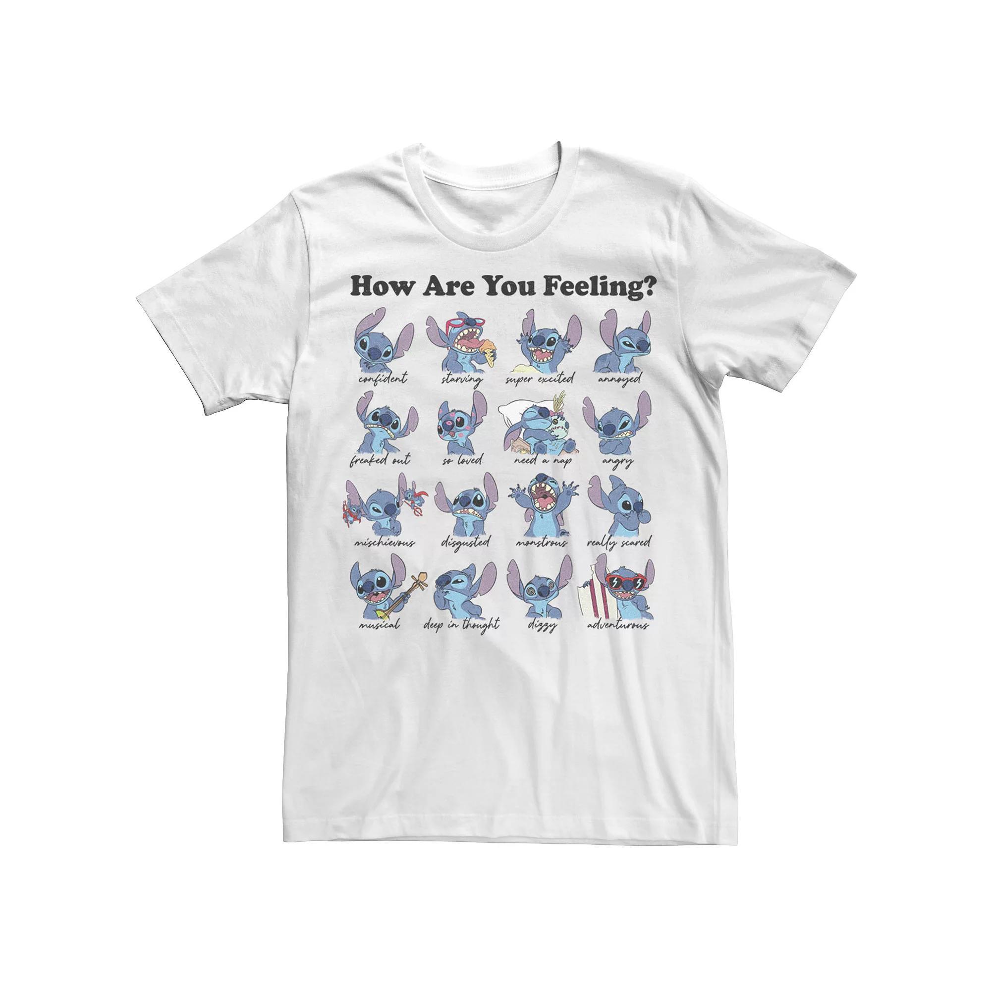 Disney's Lilo & Stitch Stitch Moods Poster Men's Tee, Size: XXL, White Product Image