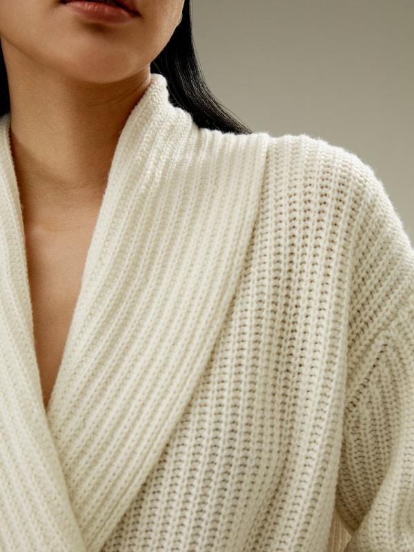 Shawl Collar Drop Shoulder Knit Cardigan Product Image