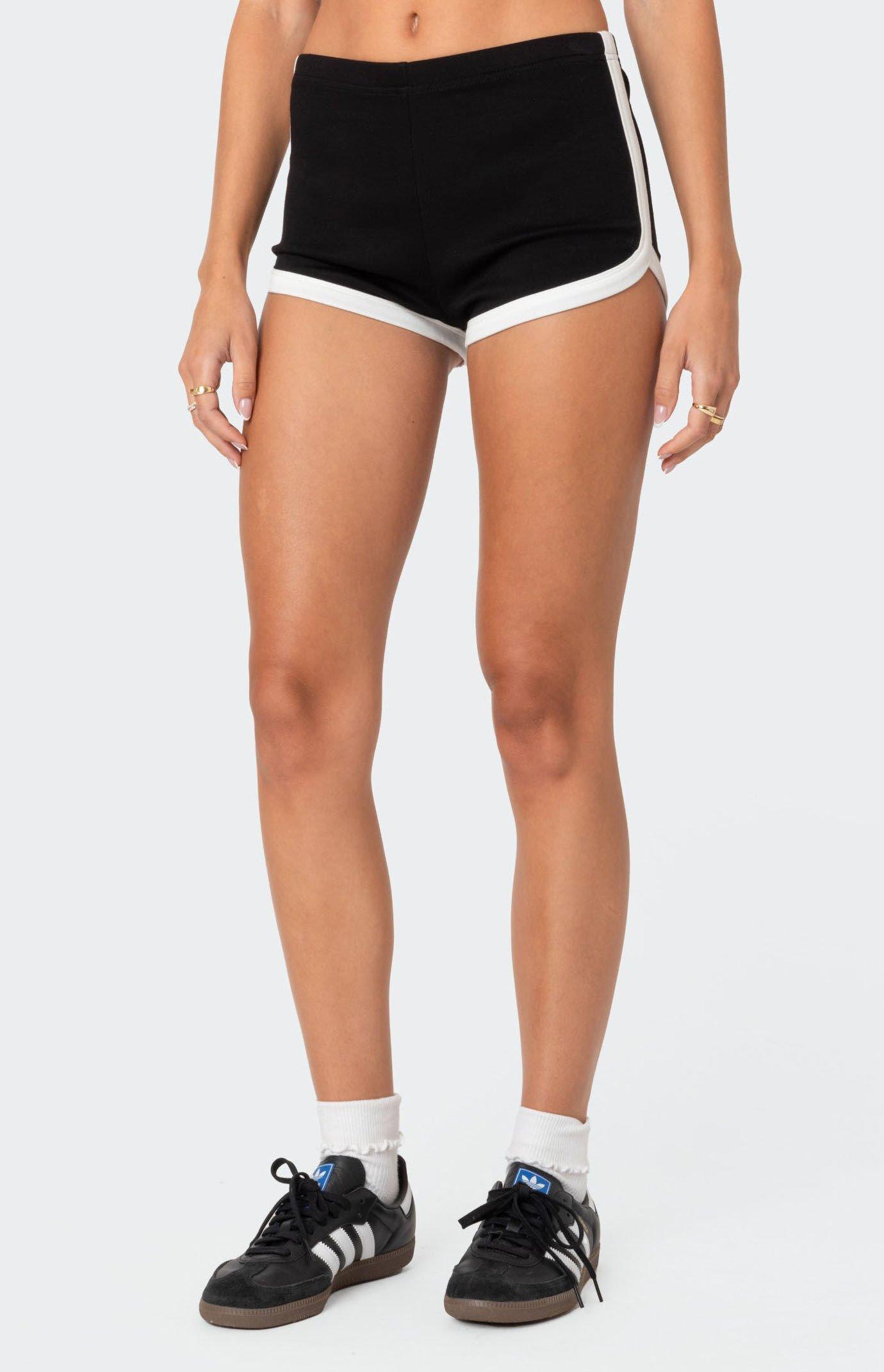 Edikted Women's Elana Contrast Micro Shorts in Black/White - Product Image