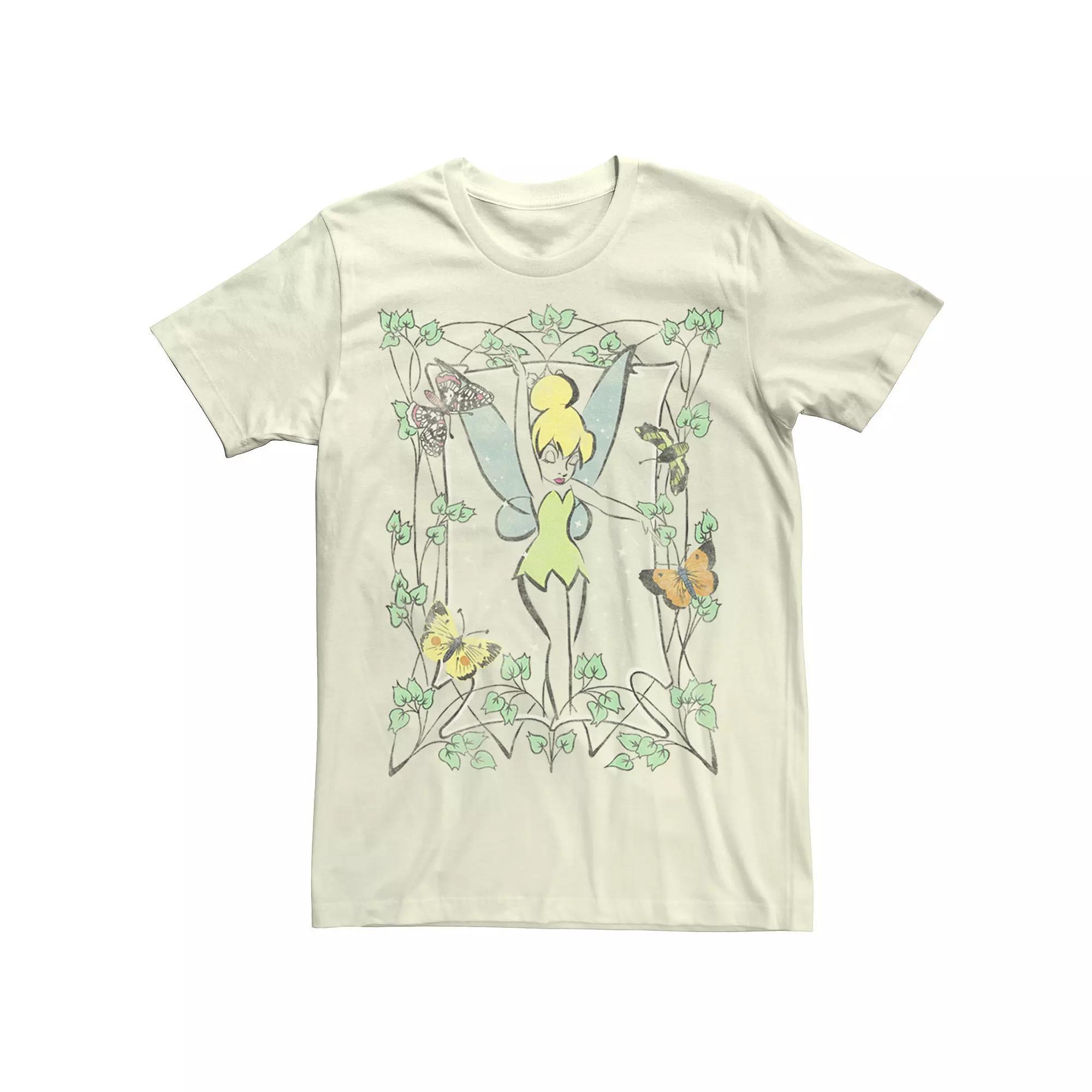Disney's Tinkerbell Watercolor Line Art Men's Tee, Size: Medium, Natural Product Image