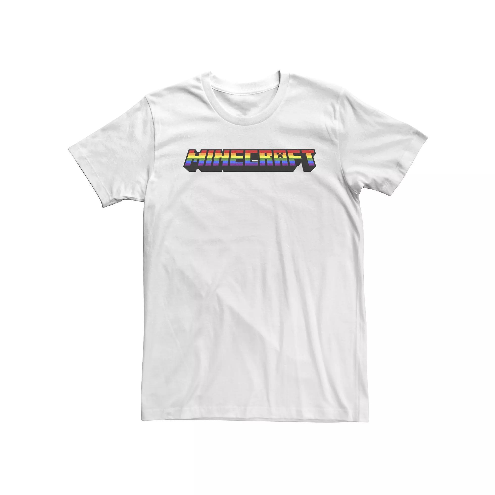 Big & Tall Minecraft Rainbow Pixelated Logo Tee, Men's, Size: XL Tall, White Product Image