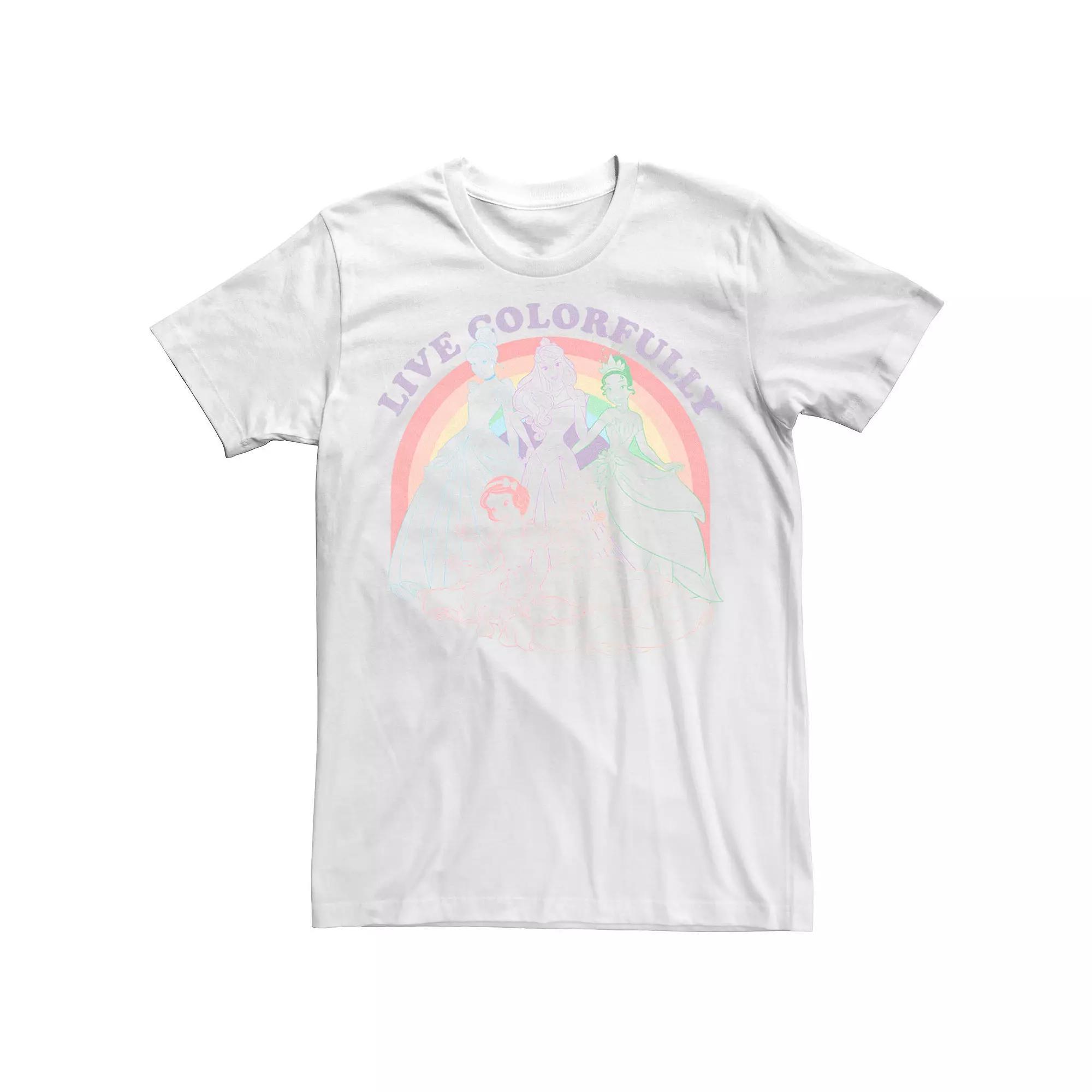 Disney Princess Cinderella, Aurora, Tiana, Snow White & Belle Live Colorfully Portrait Men's Graphic Tee, Size: Medium Product Image