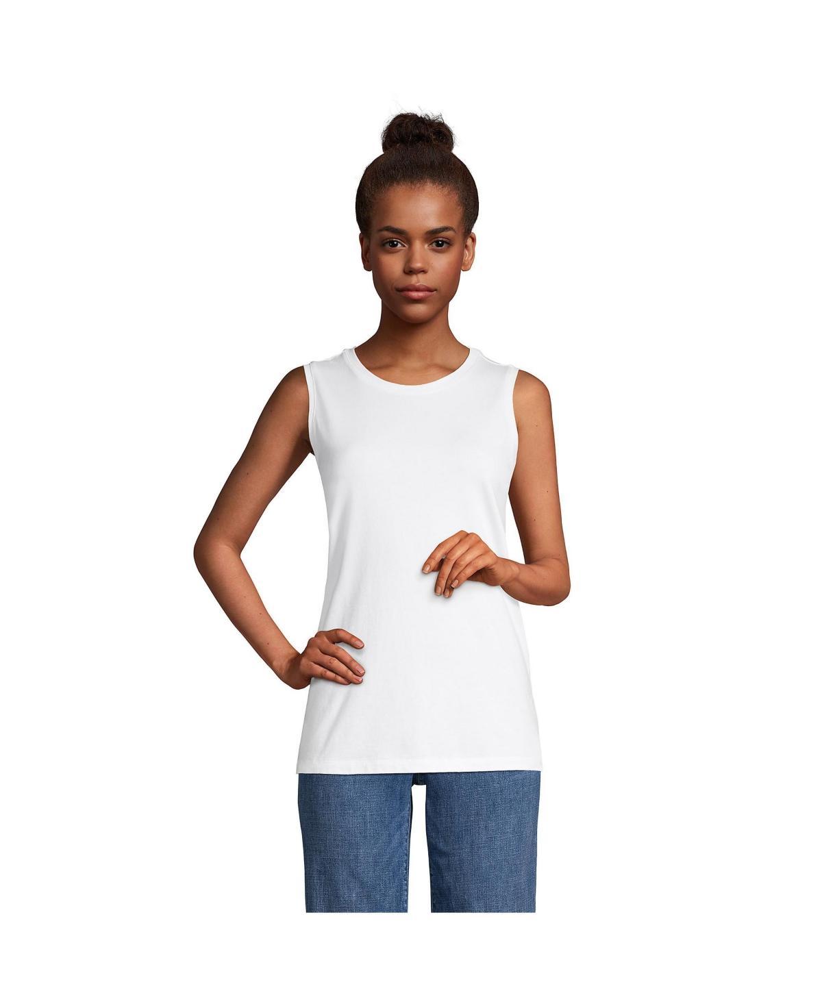 Petite Lands' End Power Performance Tunic Tank Top, Women's, Size: Medium Petite, White Product Image