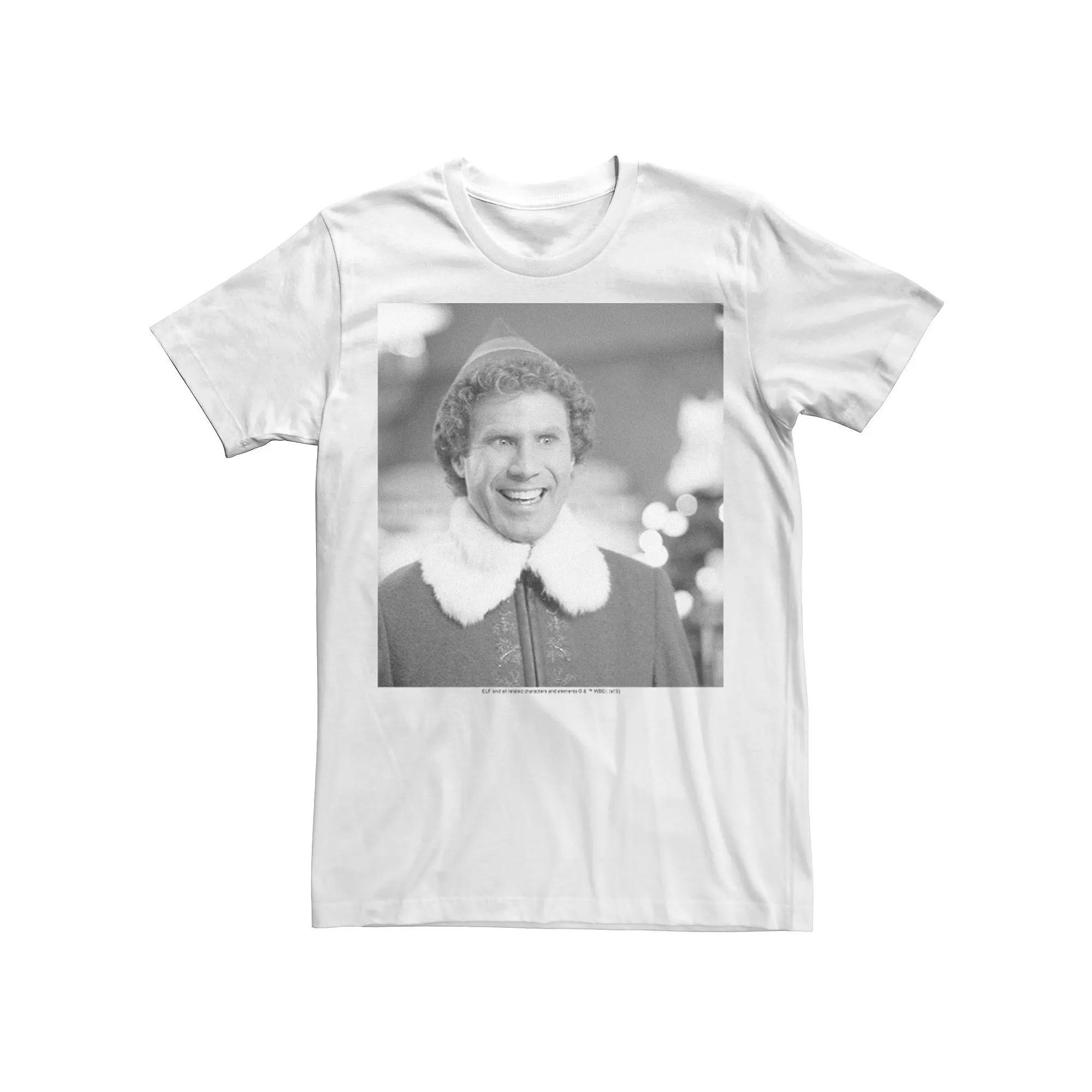 Men's Elf Buddy Black & White Laughing Photo Graphic Tee, Size: XL Product Image