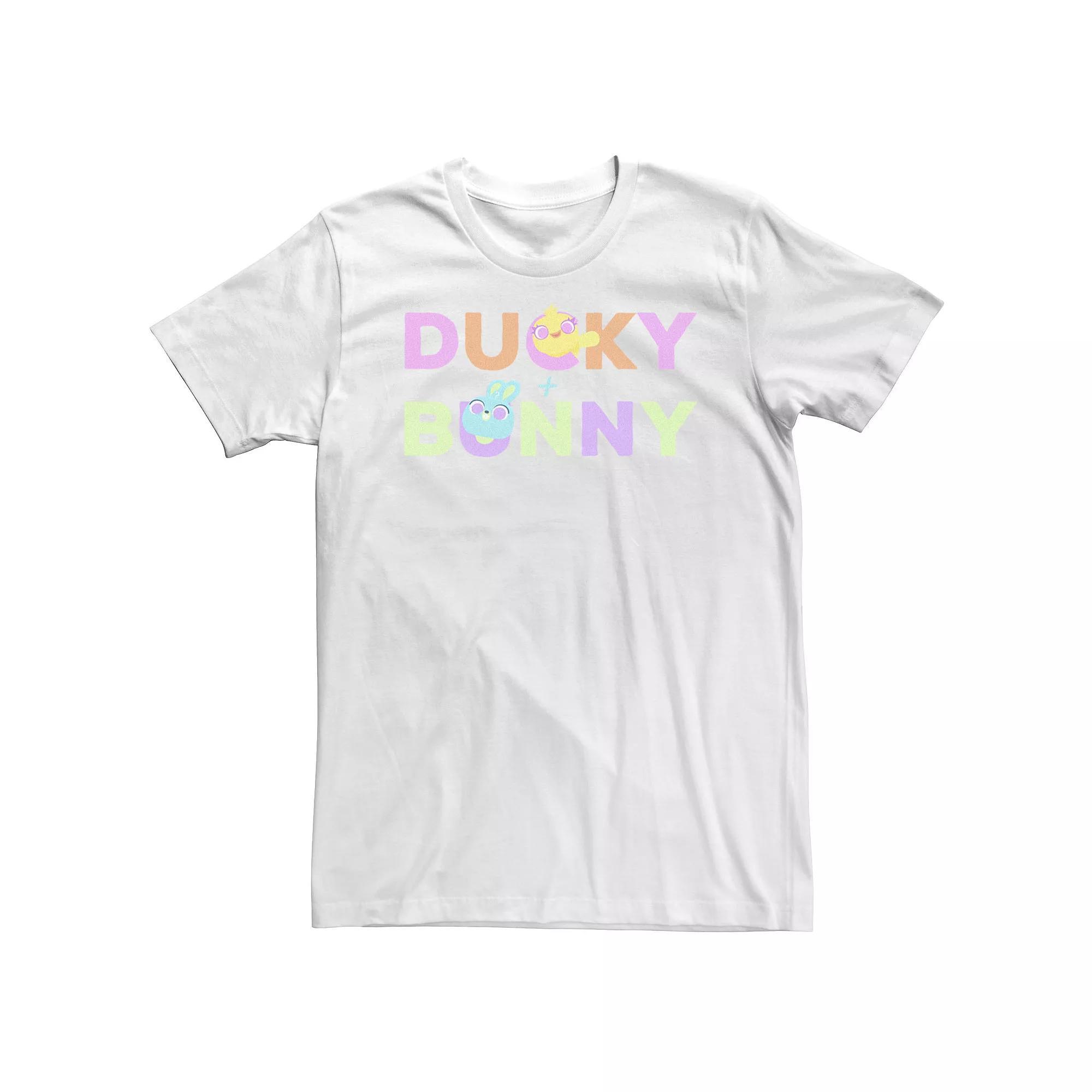 Big & Tall Disney / Pixar Toy Story 4 Ducky & Bunny Colorful Names Logo Tee, Men's, Size: XL Tall, White Product Image