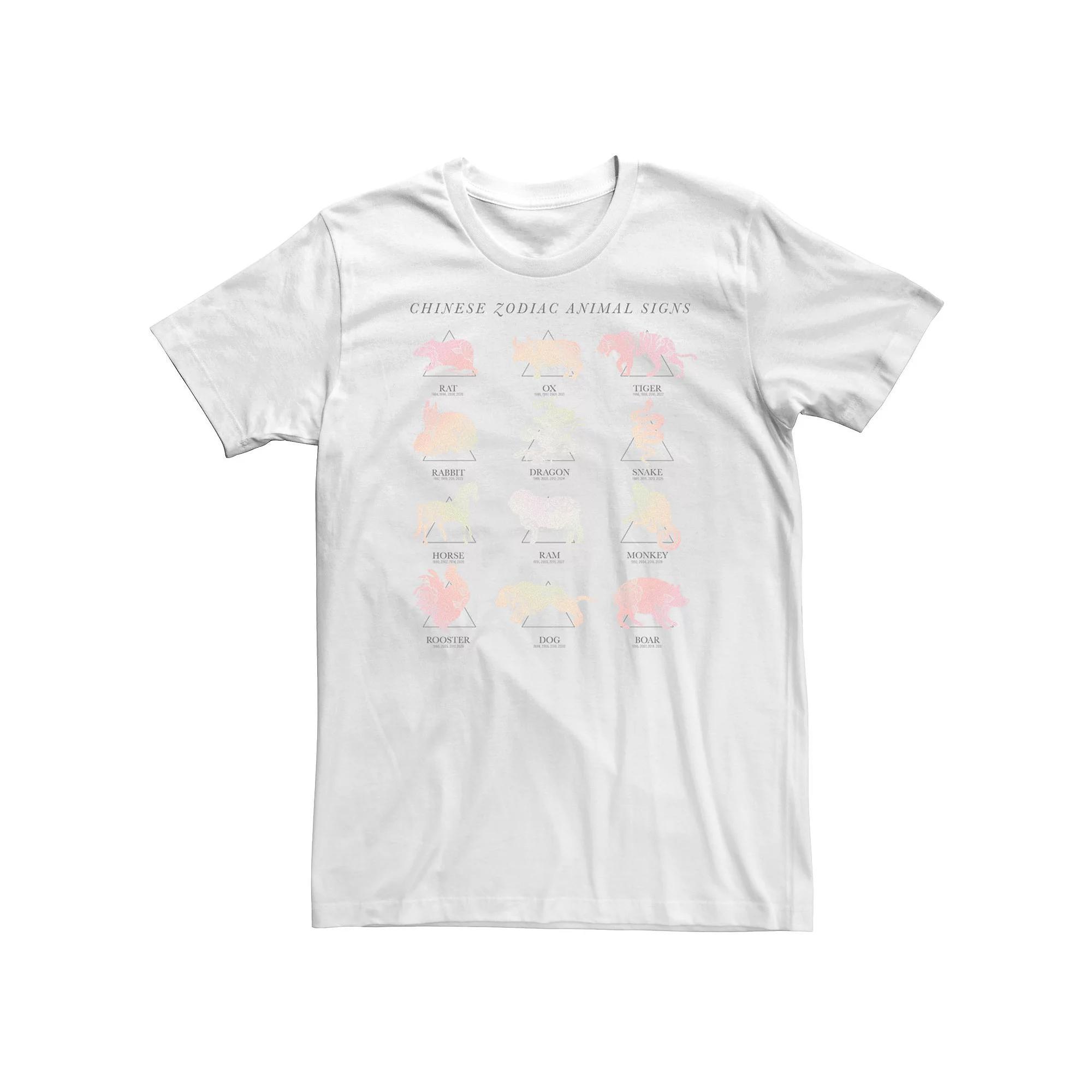 Big & Tall Trendy Zodiac Animal Signs Tee, Men's, Size: 3XL Tall, White Product Image