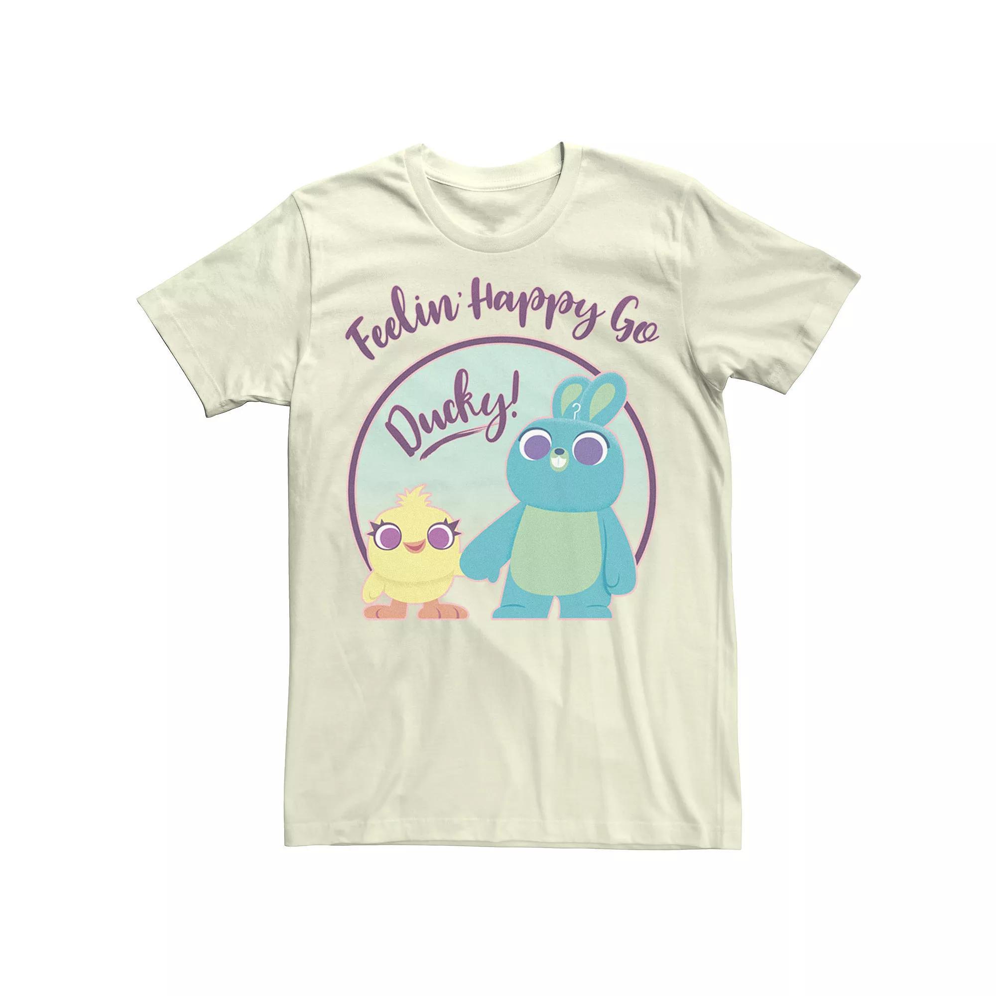 Disney / Pixar's Toy Story Ducky and Bunny Men's Feeling Happy Go Ducky Tee, Size: Medium, Natural Product Image