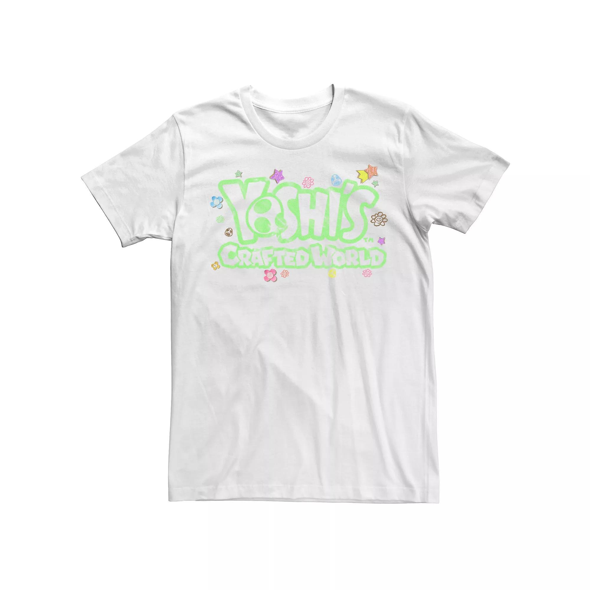 Men's Nintendo Yoshi's Crafted World Floral Logo Tee, Size: Large, White Product Image