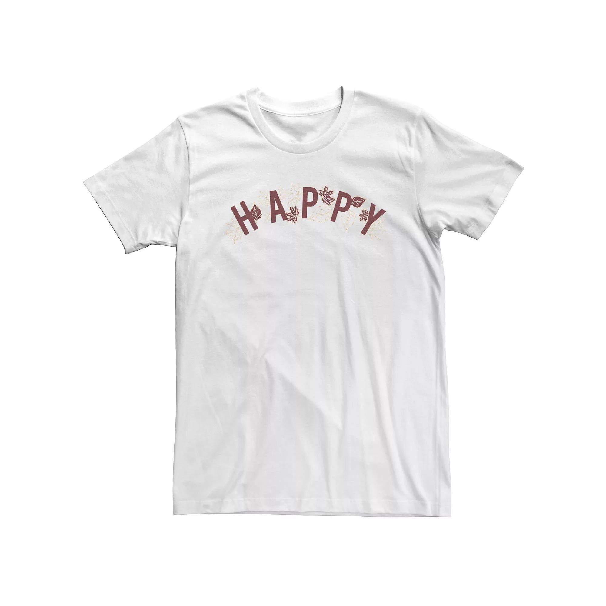 Big & Tall Fall Happy Leaf Text Tee, Men's, Size: 4XL, White Product Image