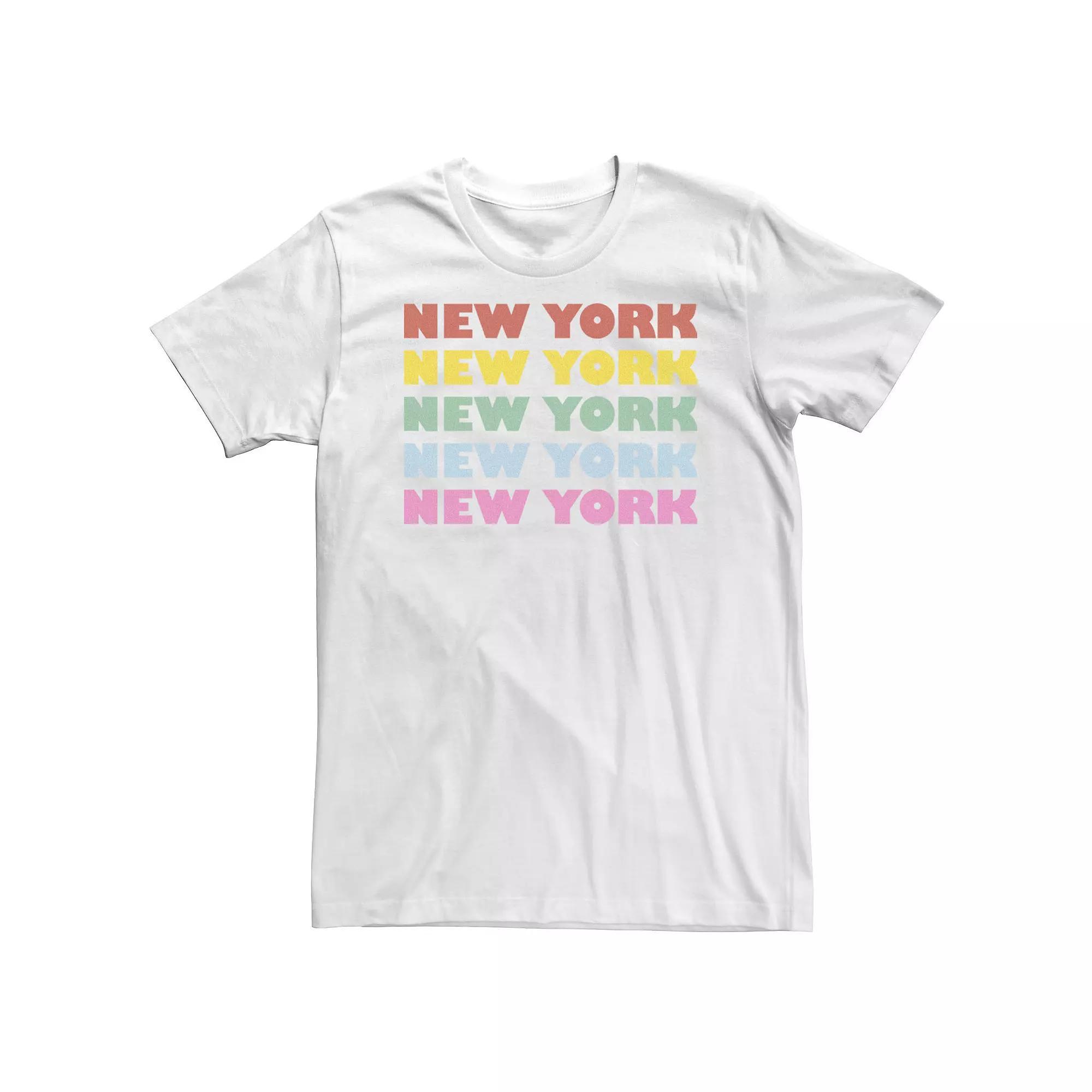 Big & Tall New York Solid Multicolor Stacked Design Tee, Men's, Size: 3XL, White Product Image