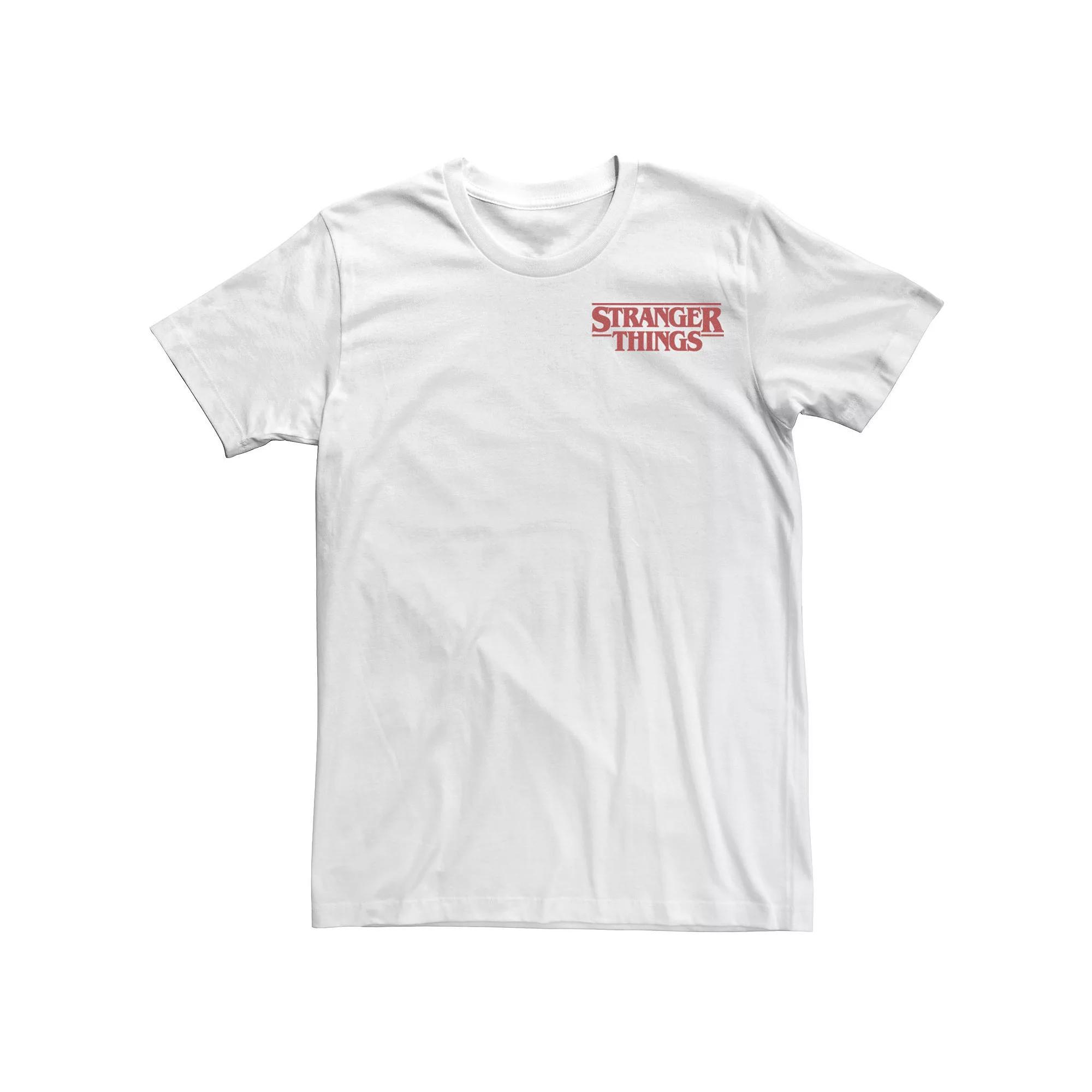 Men's Netflix Stranger Things Solid Logo Left Chest Tee, Size: Small, White Product Image