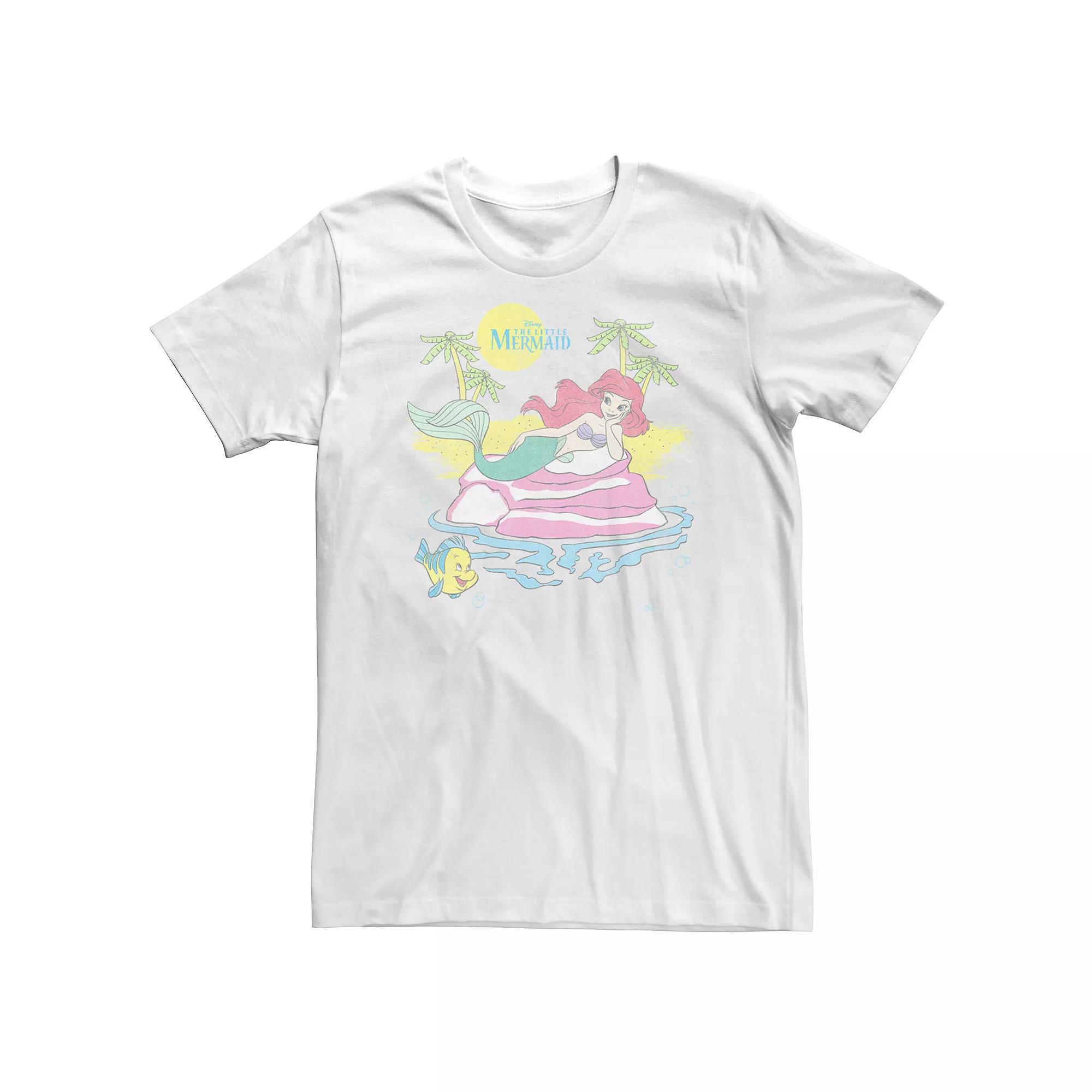 Big & Tall Disney The Little Mermaid Ariel Beach Portrait Tee, Men's, Size: 5XL, White Product Image