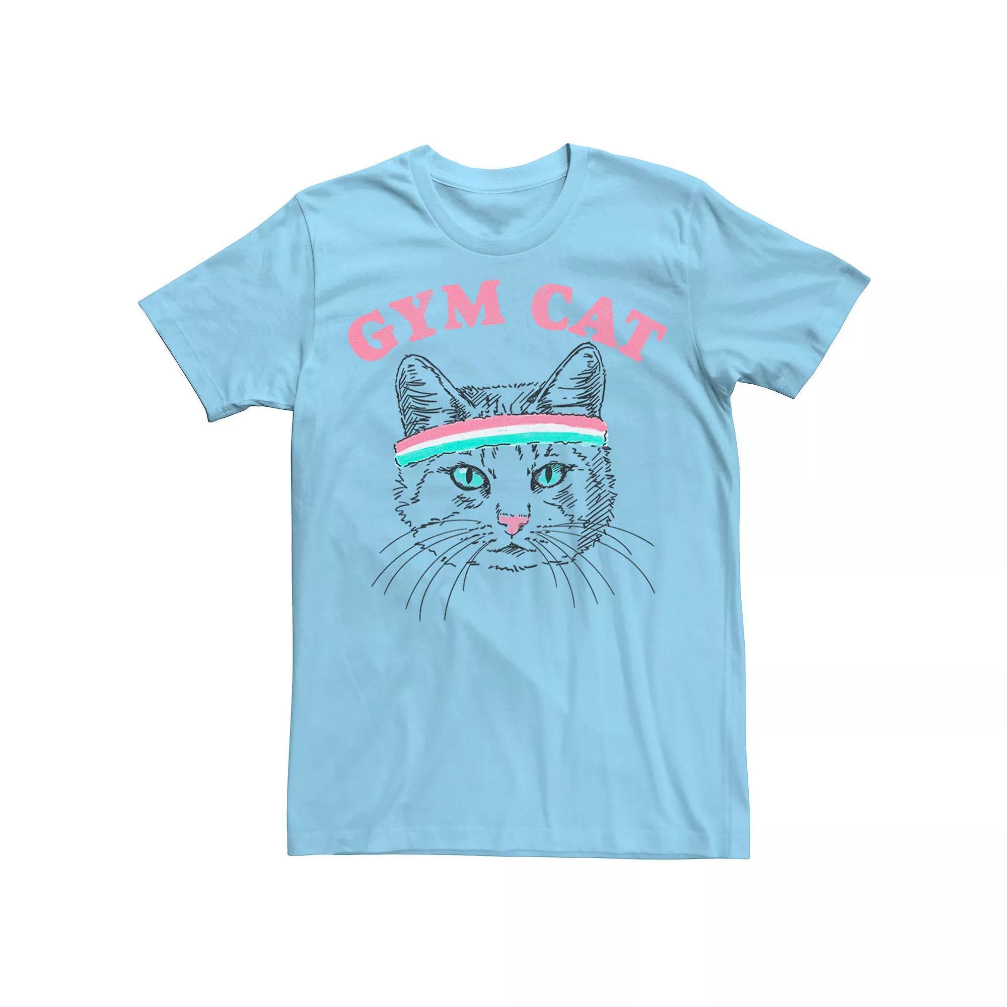 Mens Gym Cat Outline With Headband Tee Product Image