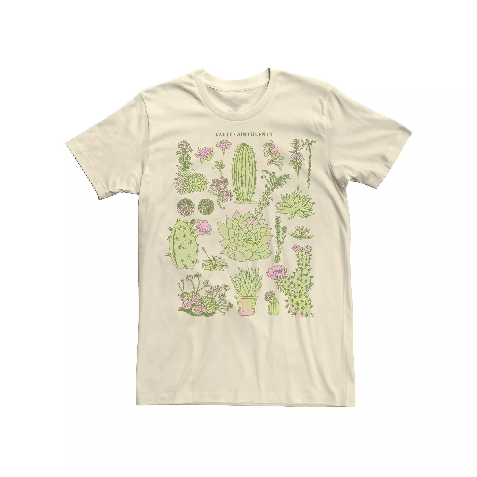Men's Fifth Sun Cacti Chart Drawing Plants Tee, Size: Medium, Natural Product Image