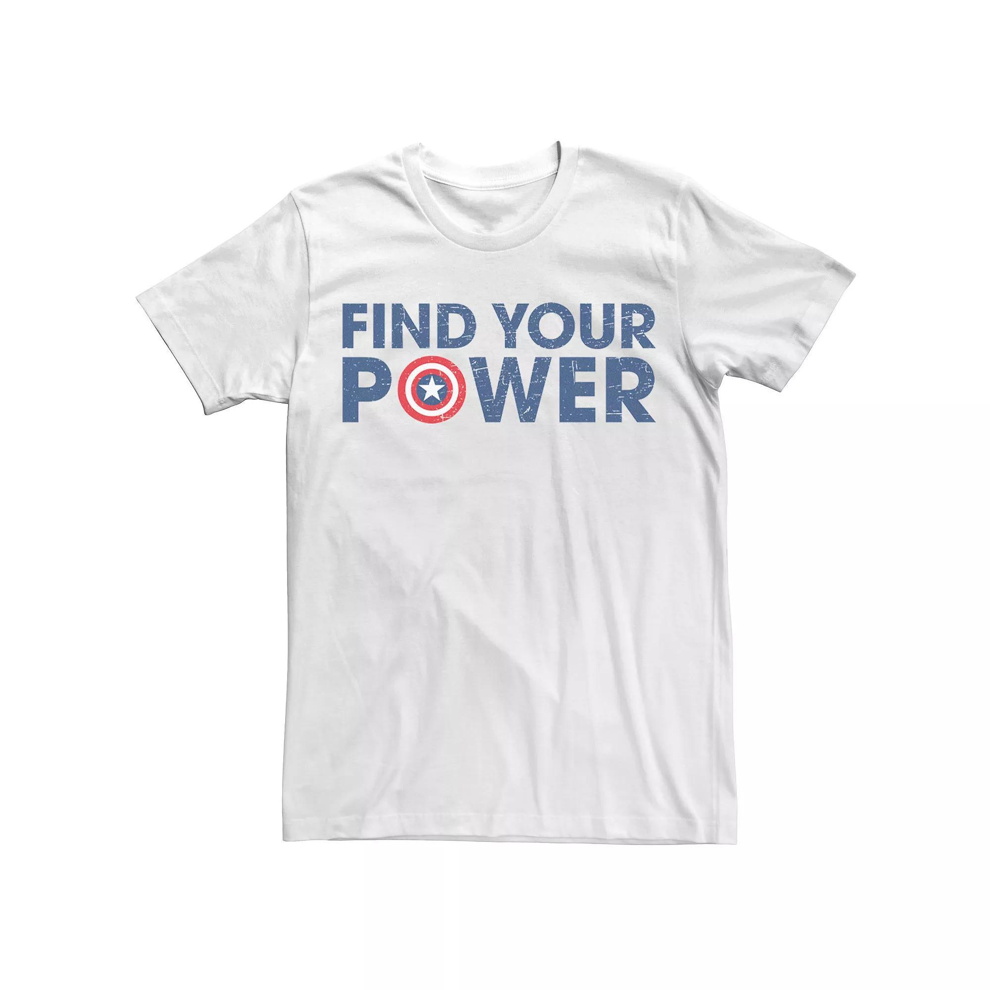 Men's Marvel Captain America Find Your Power Text Tee, Size: 3XL, White Product Image