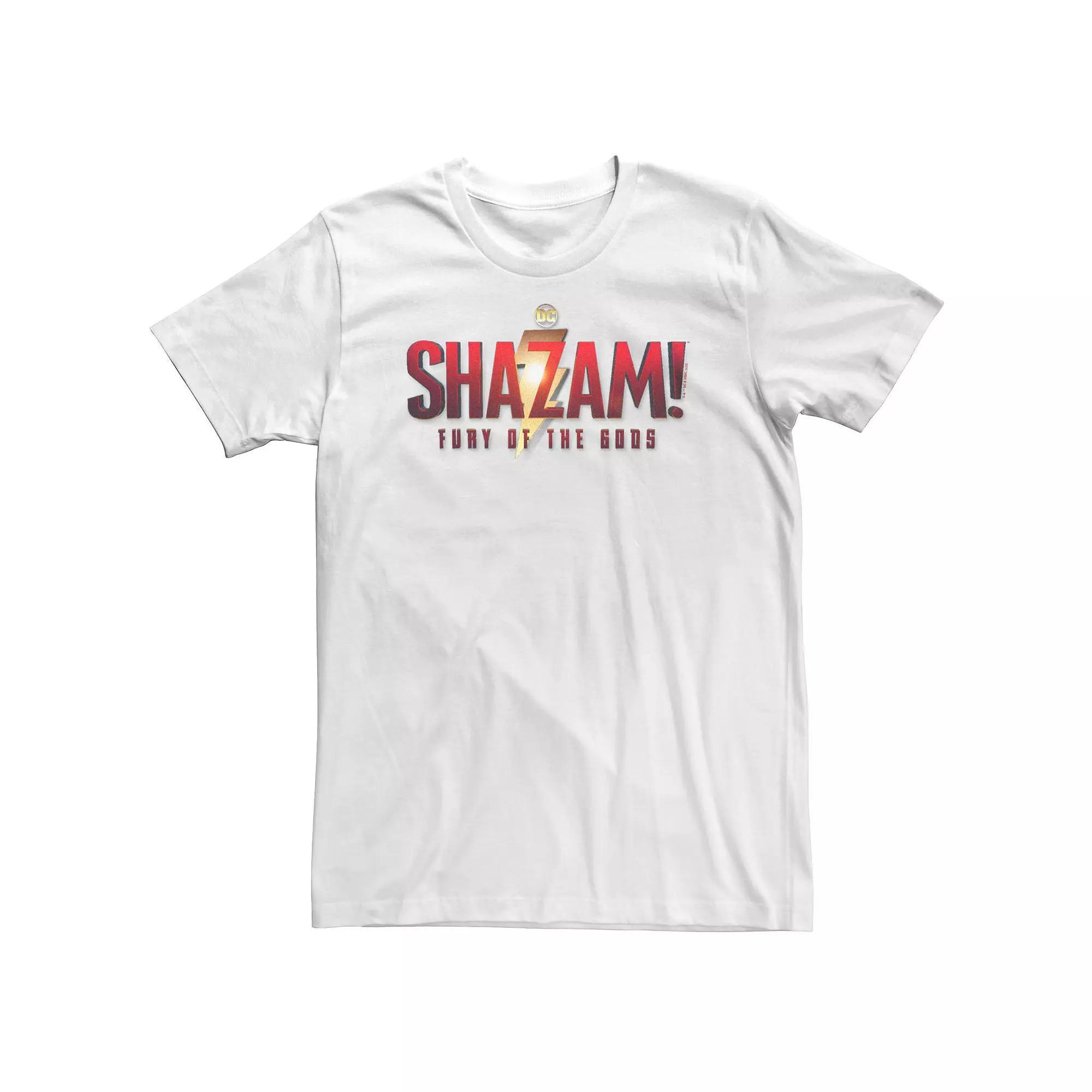 Big & Tall Shazam Fury Of The Gods Simple Logo Lightning Bolt Shazam Logo DC Logo Tee, Men's, Size: XL Tall, White Product Image