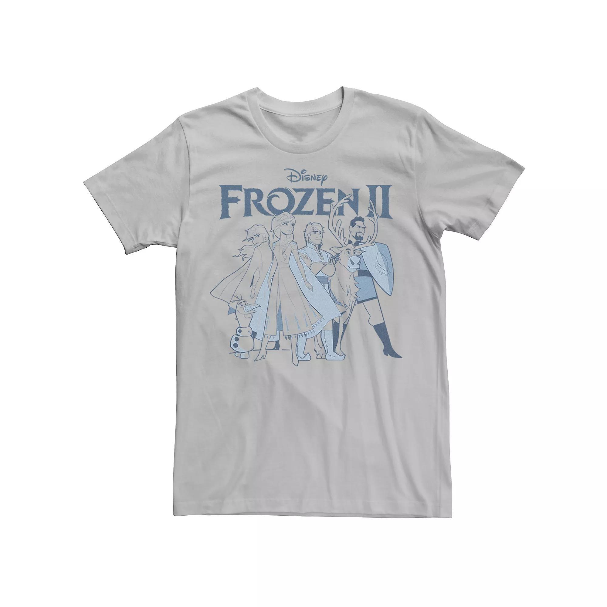 Disney's Frozen Men's 2 Group Shot Outline Logo Graphic Tee, Size: XXL, Silver Product Image