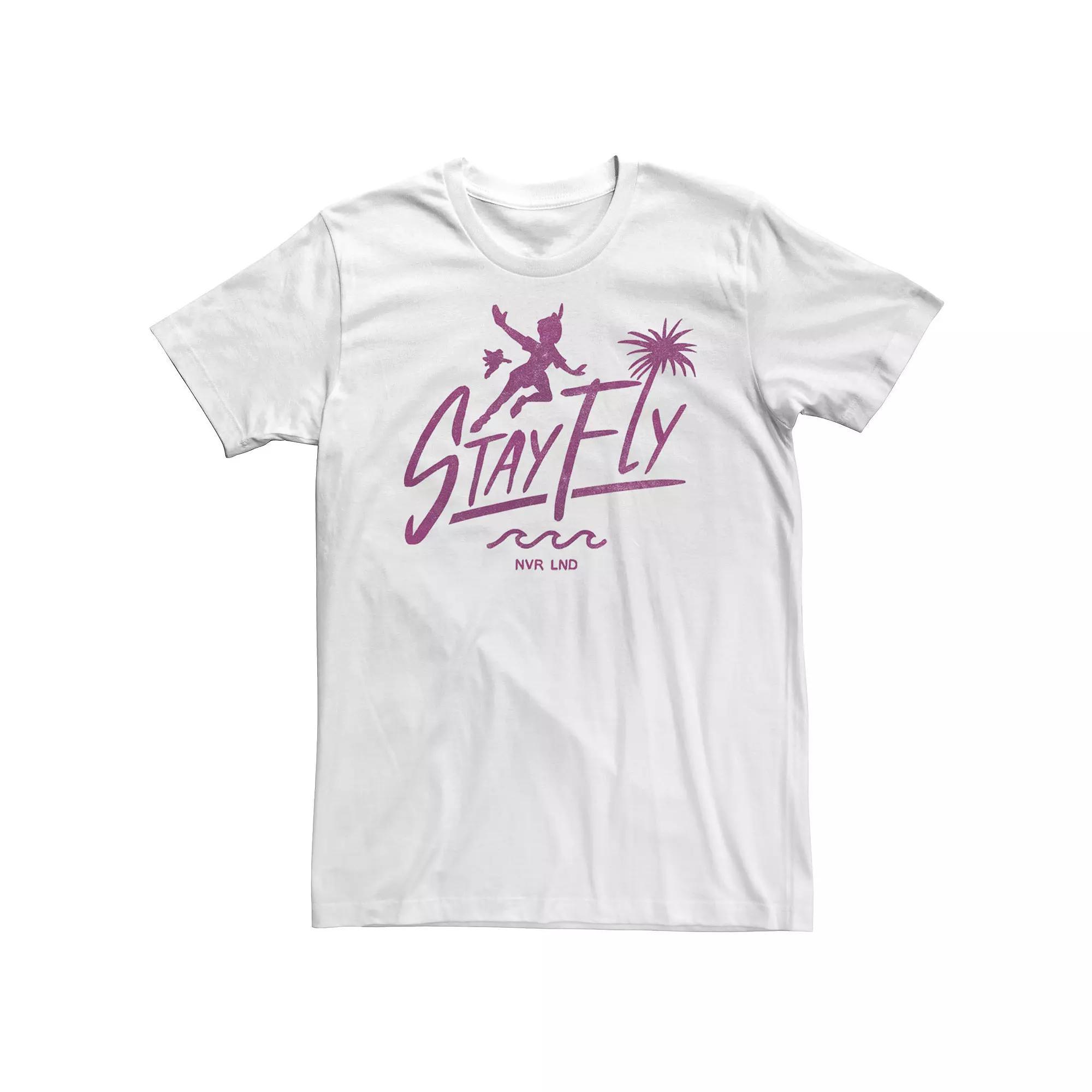 Big & Tall Disney Peter Pan Stay Fly Text Silhouette Poster Tee, Men's, Size: 3XL, White Product Image