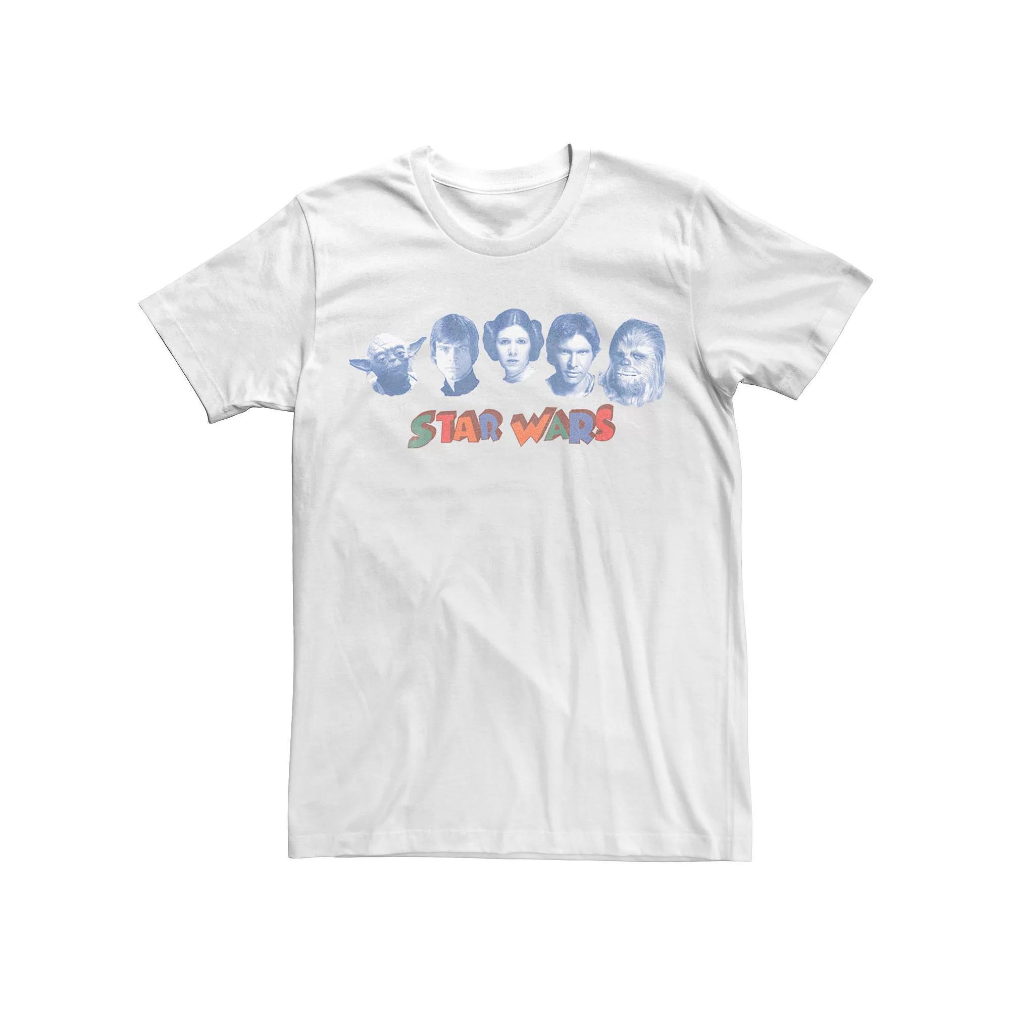 Men's Star Wars Face Group Shot Vintage Poster Tee, Size: Large, White Product Image
