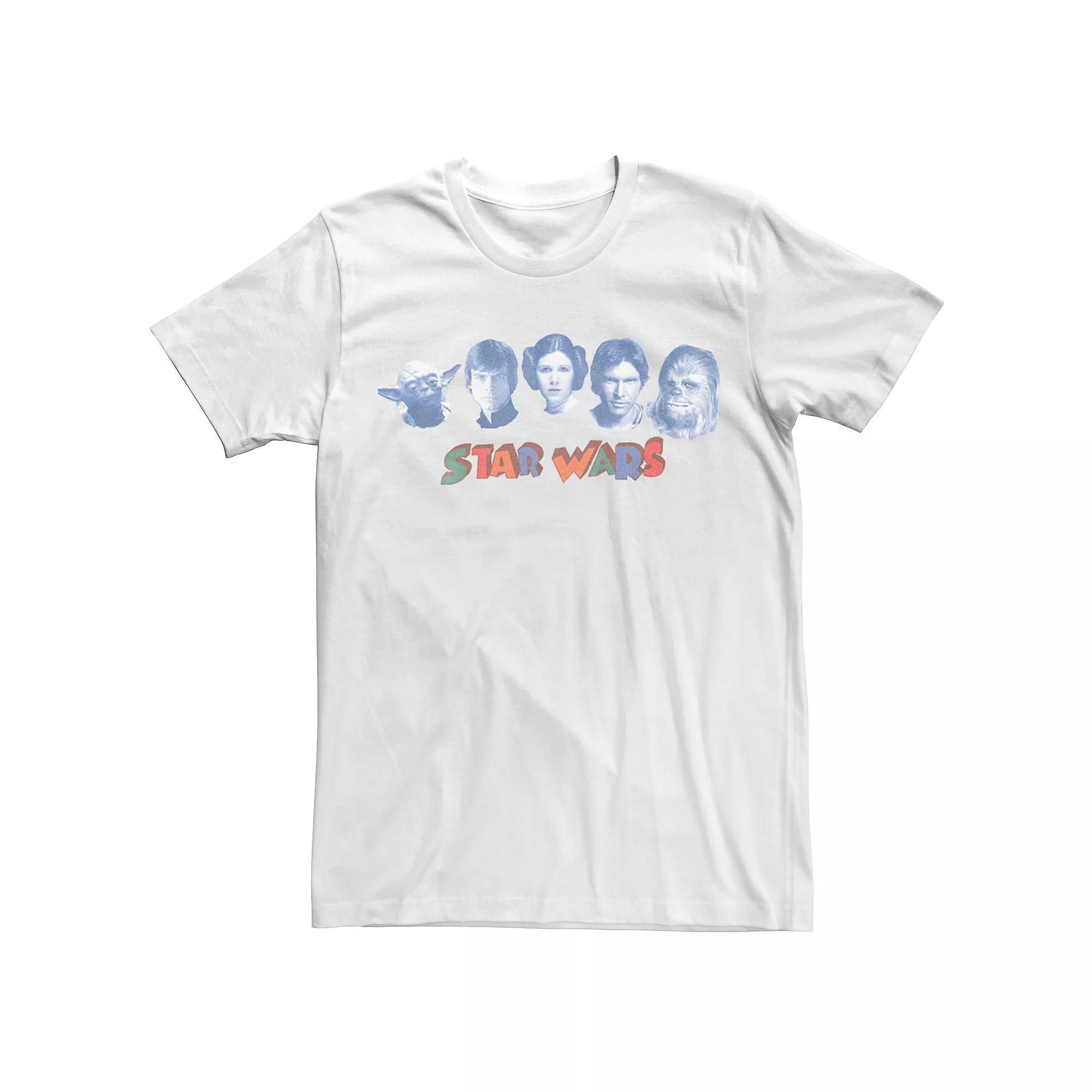 Men's Star Wars Face Group Shot Vintage Poster Tee, Size: Large, White Product Image