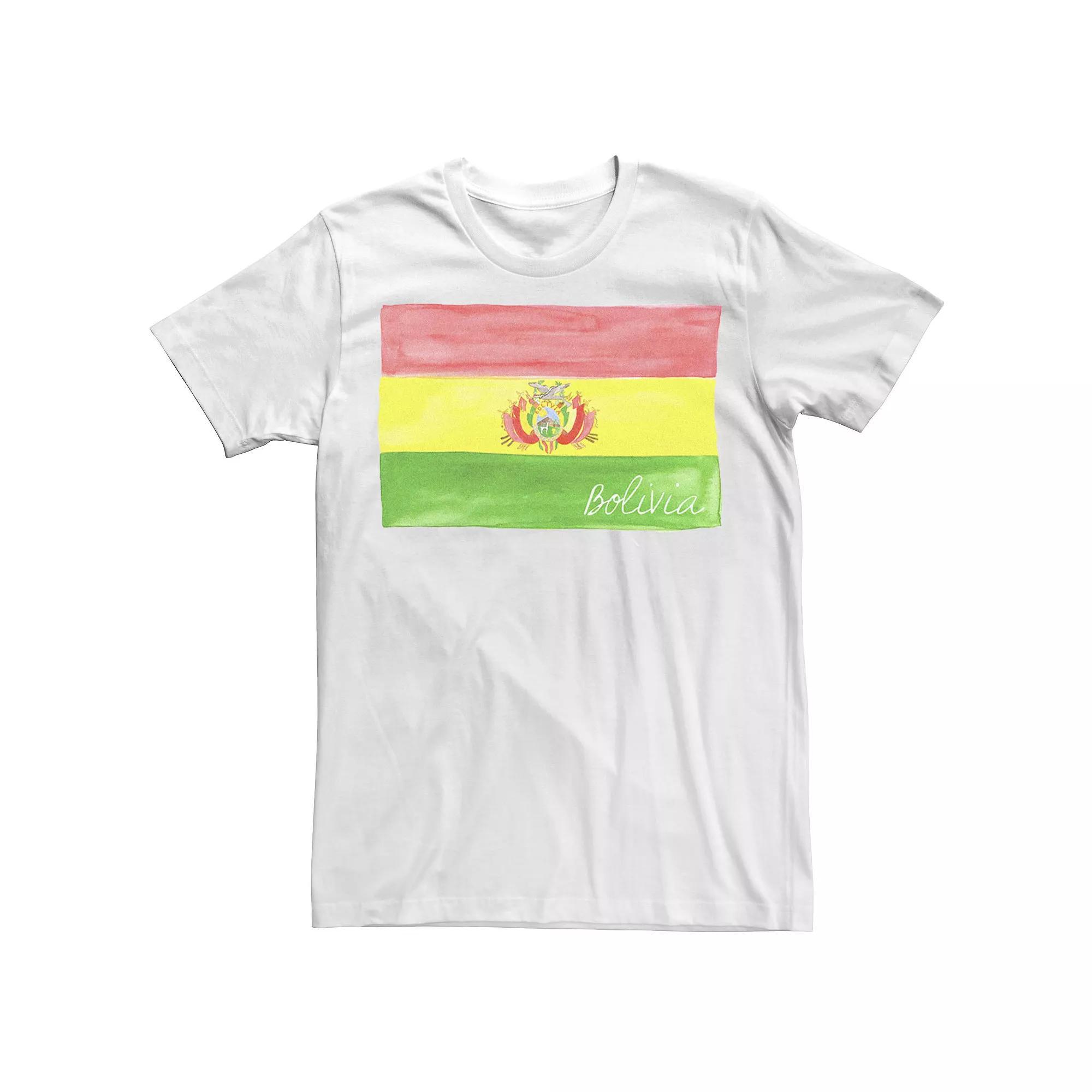 Men's HHM Bolivia Watercolor Flag Tee, Size: Large, White Product Image