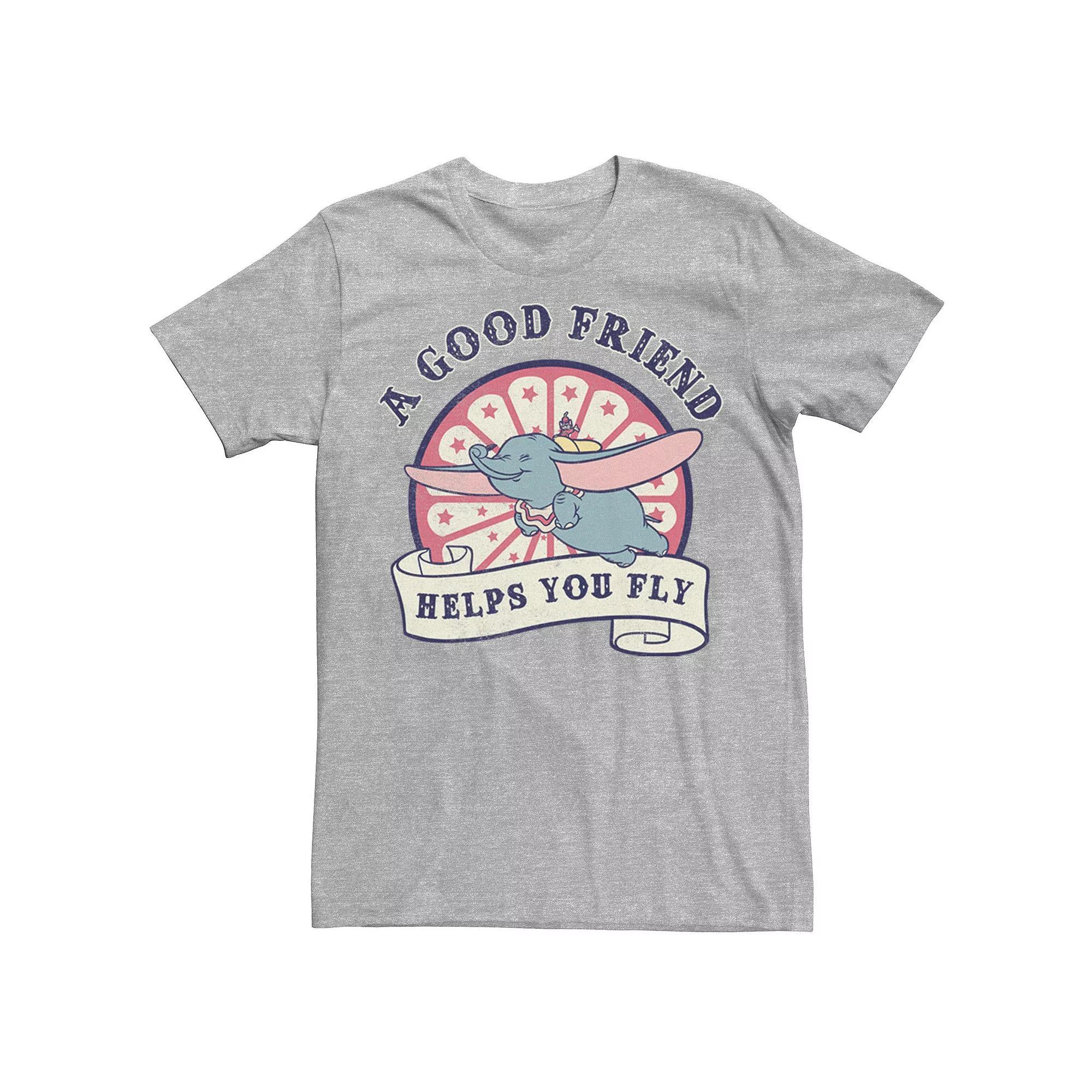 Disney's Dumbo Men's A Good Friend Helps You Fly Logo Poster Tee, Size: Small, Athletic Grey Product Image