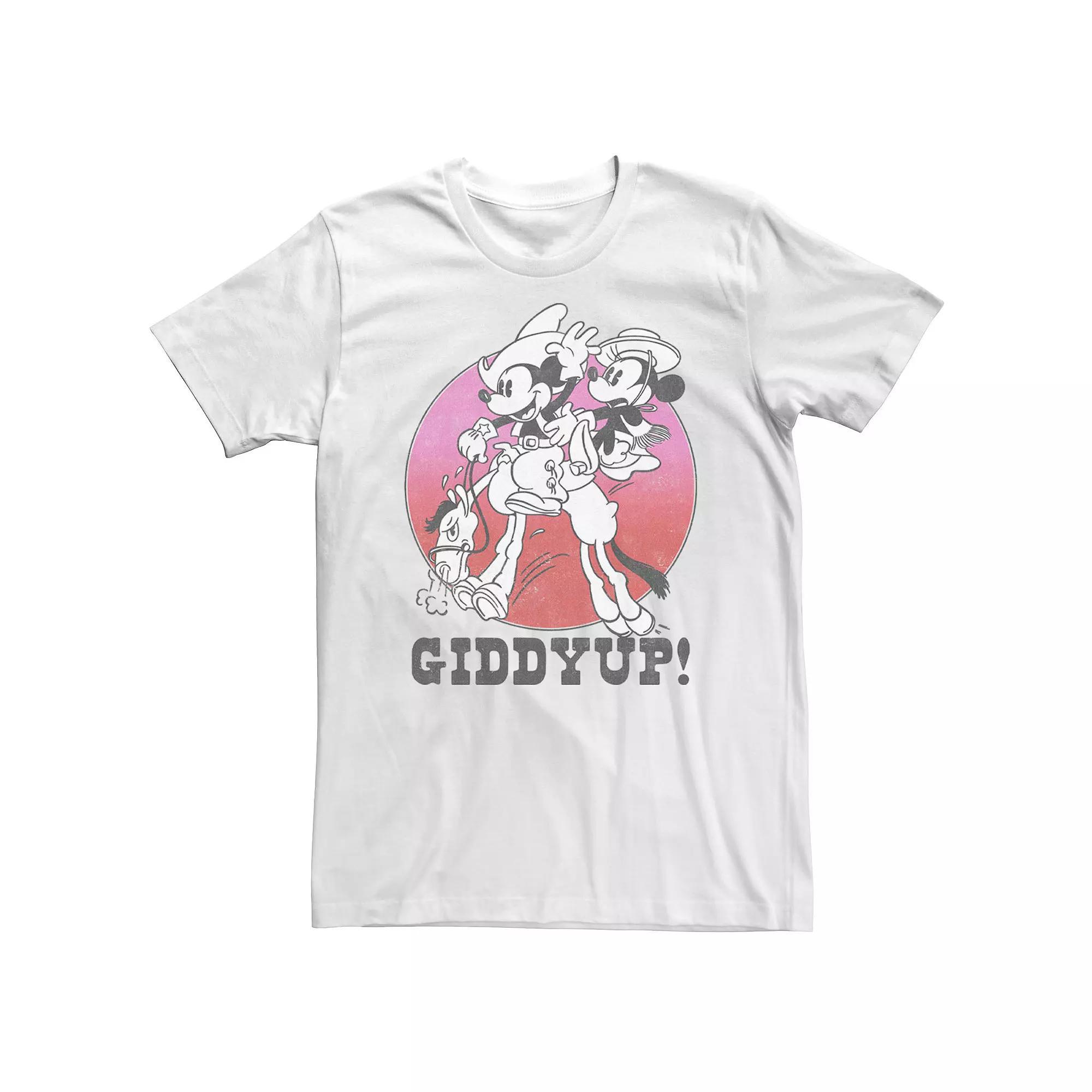Big & Tall Disney Mickey And Minnie Giddyup Circle Portrait Tee, Men's, Size: 3XL, White Product Image