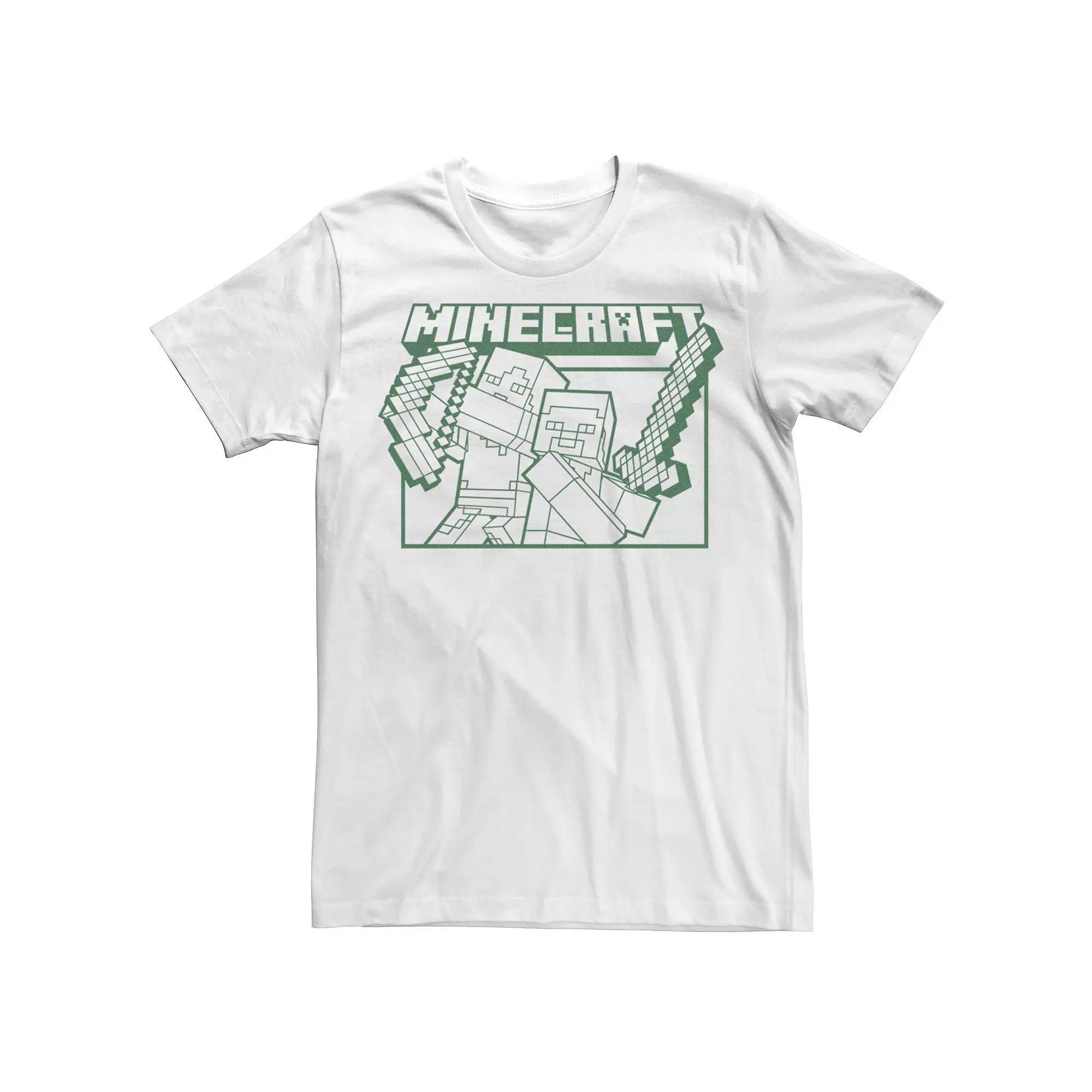 Men's Minecraft Action Blocks Alex Steve Warriors Tee, Size: XL, White Product Image