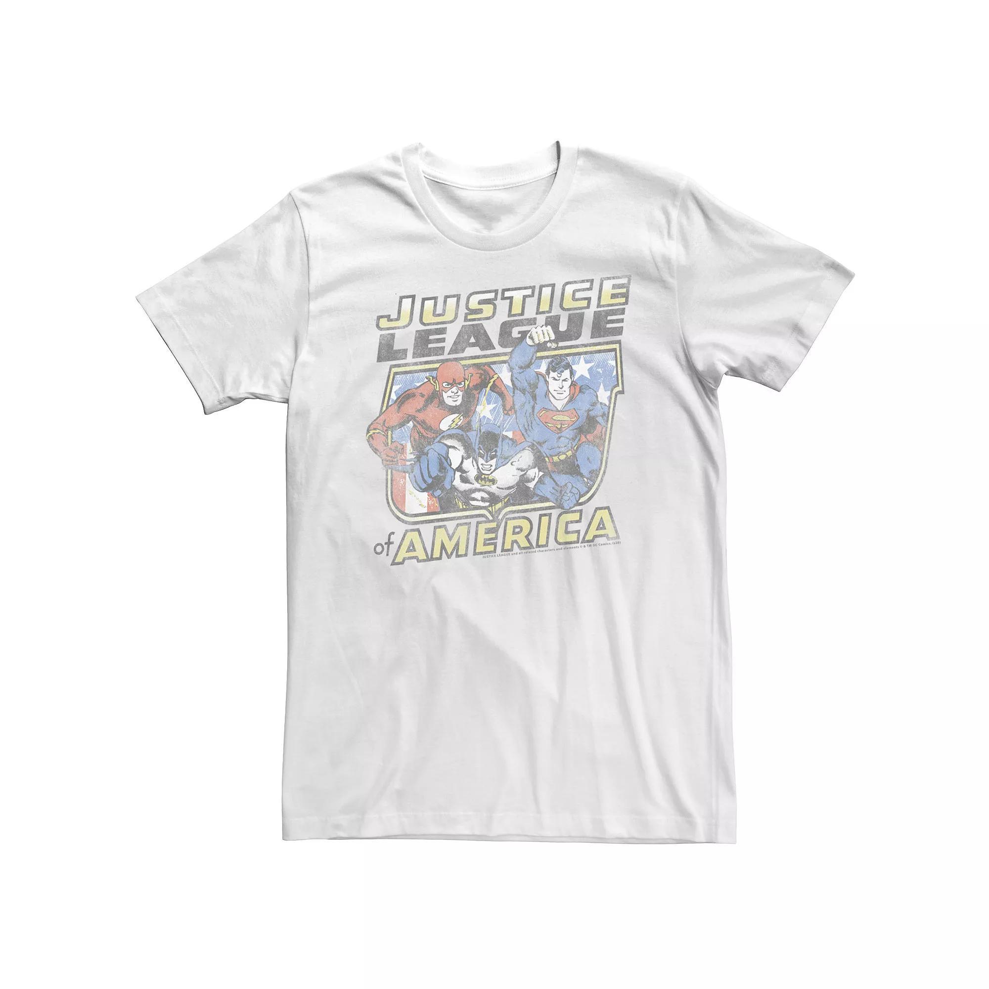 Big & Tall Justice League Of America Distressed Portrait Tee, Men's, Size: 4XL, White Product Image