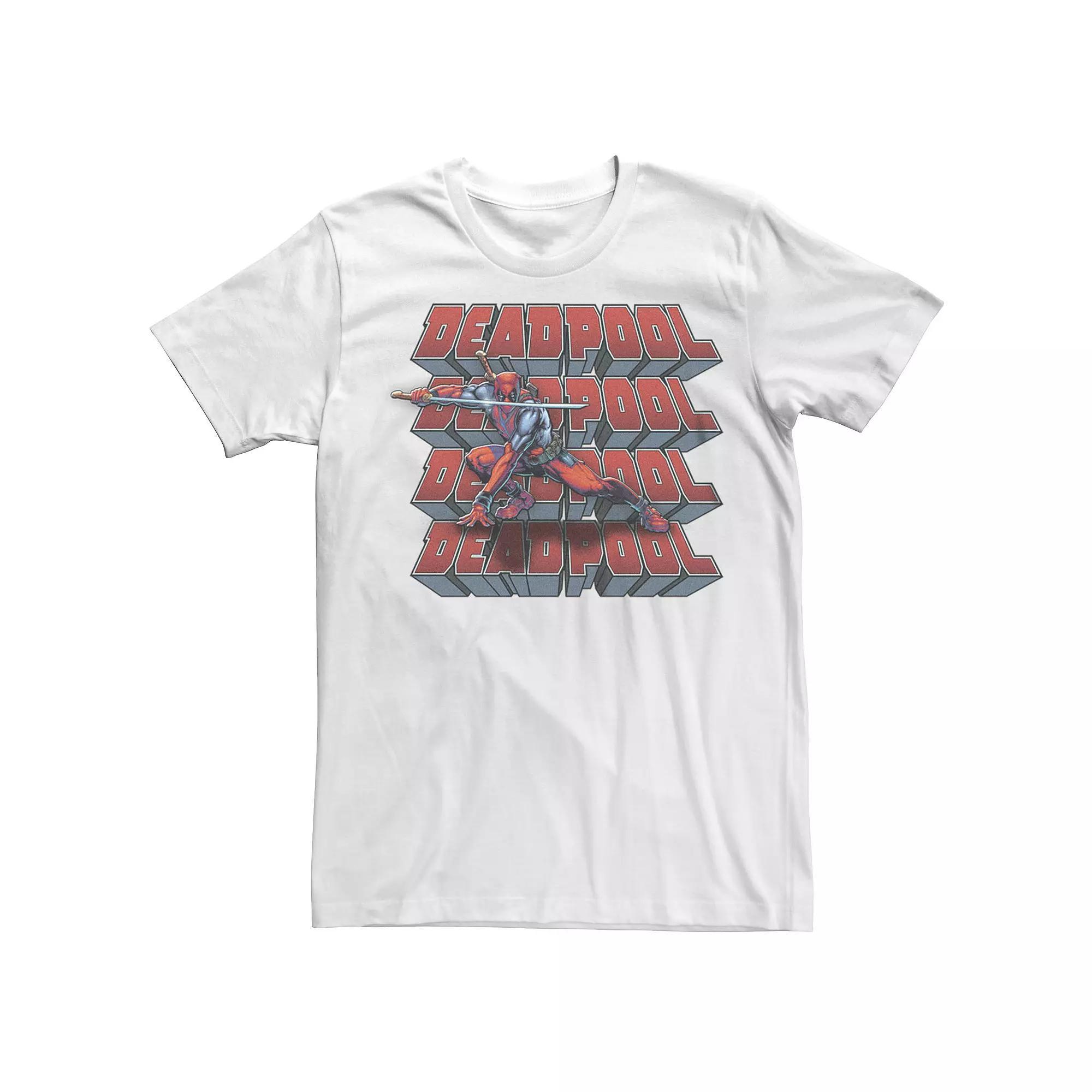 Men's Marvel Comics Retro Deadpool Stacked Graphic Tee, Size: Small, White Product Image
